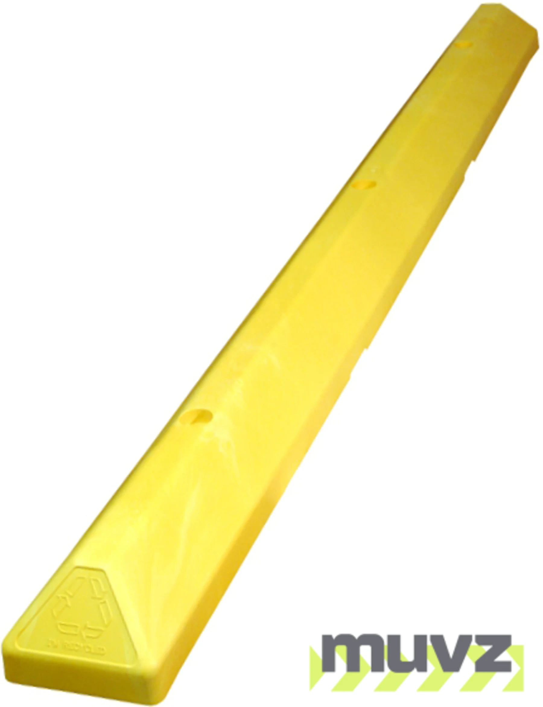 6\u0027 Yellow Recycled Plastic \u0027Commercial\u0027 Parking Block w/three 12\" Galvanized Steel Spikes