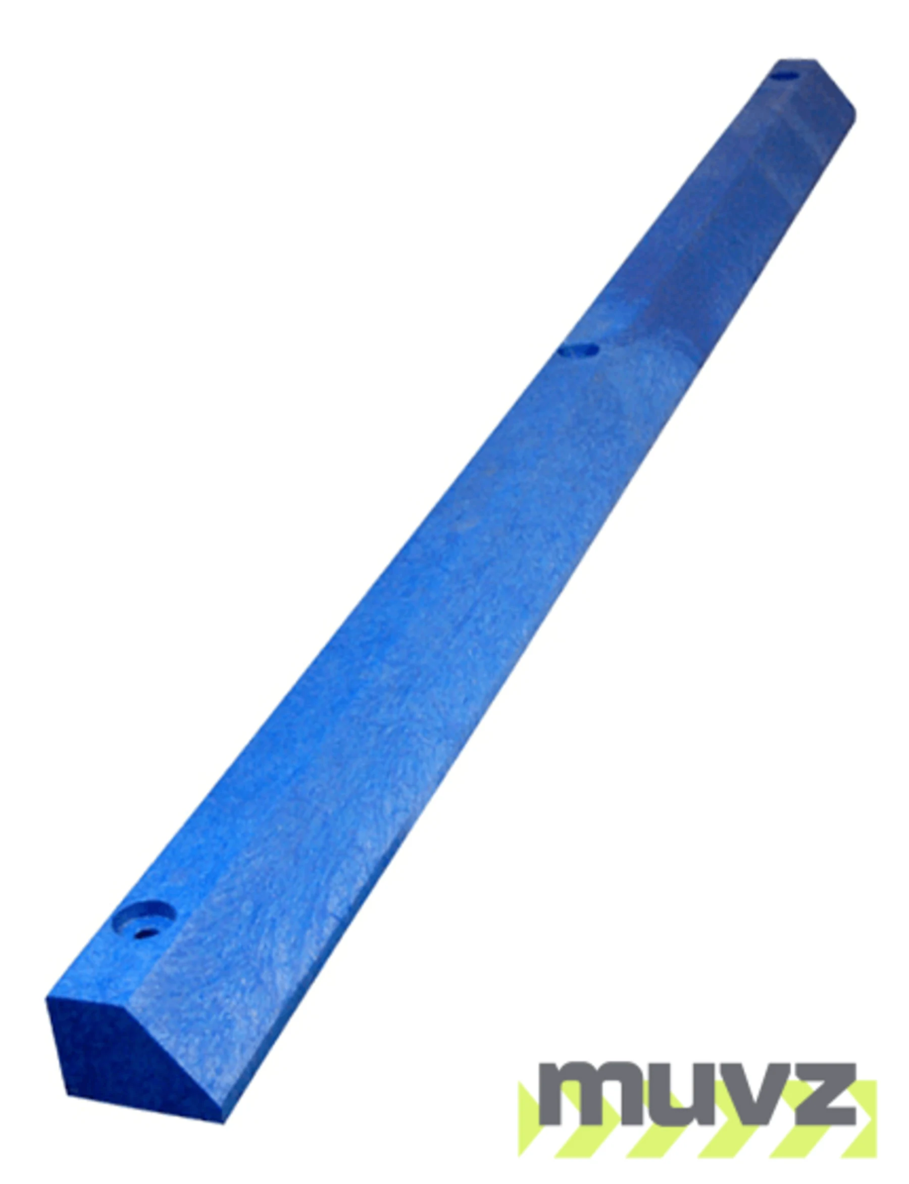 6\u0027 Blue, Economy Solid Recycled Plastic Parking Block w/14\" Galvanized Rebar Steel Spikes
