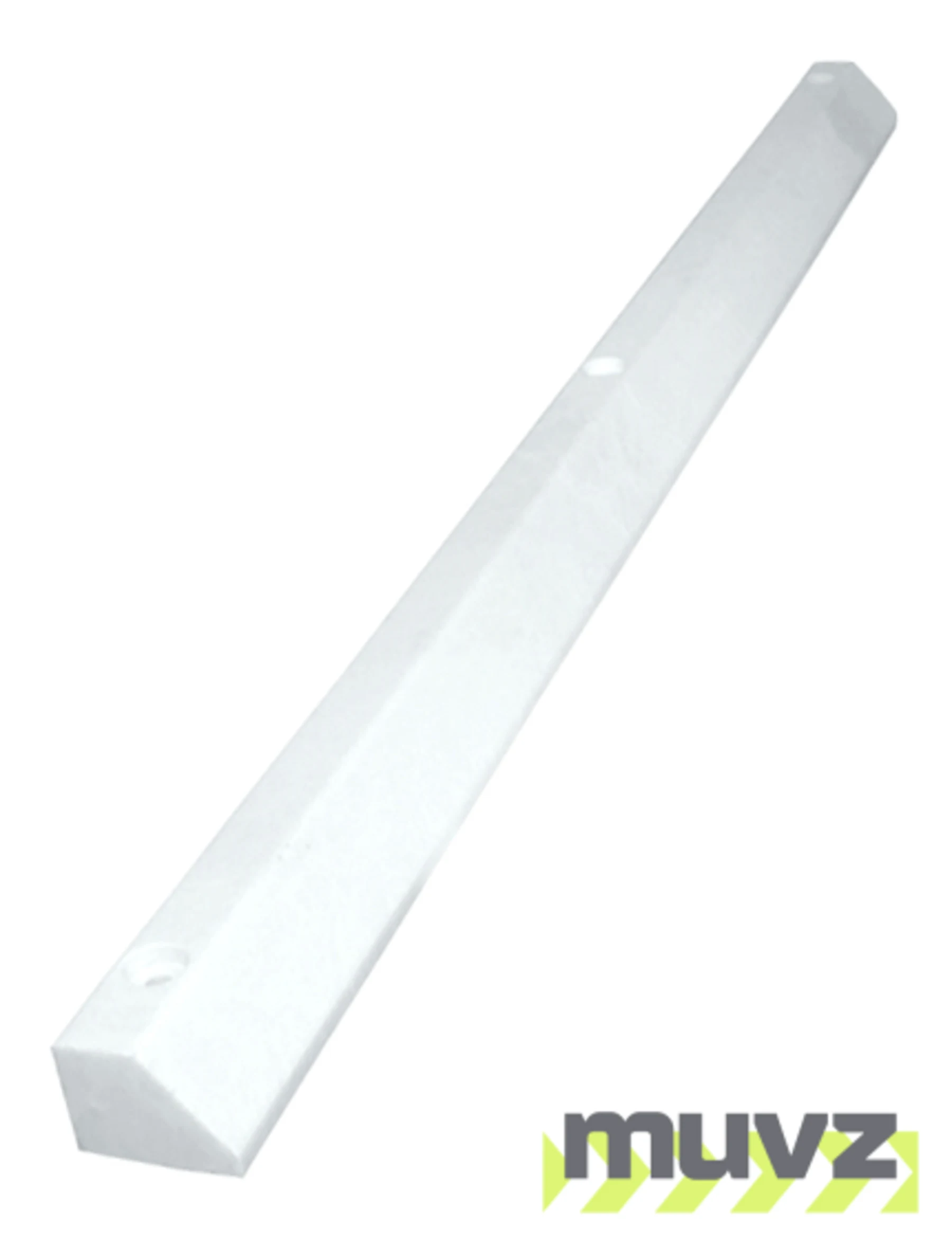 6\u0027 White, Economy Solid Recycled Plastic Parking Block w/14\" Galvanized Rebar Steel Spikes