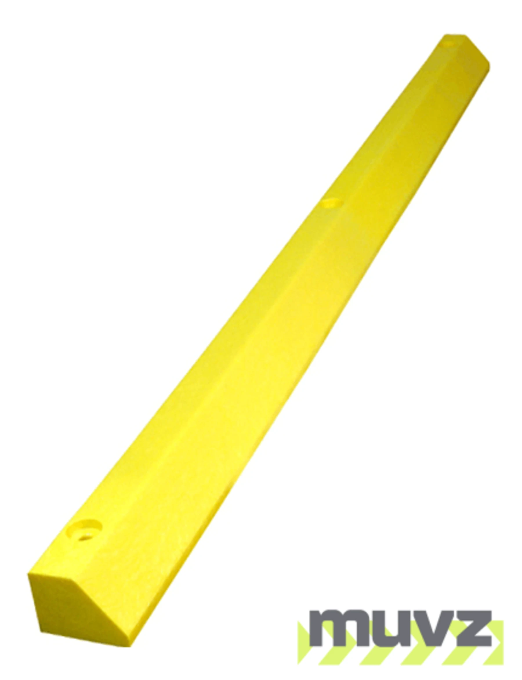 6\u0027 Yellow, Economy Solid Recycled Plastic Parking Block w/14\" Galvanized Rebar Steel Spikes
