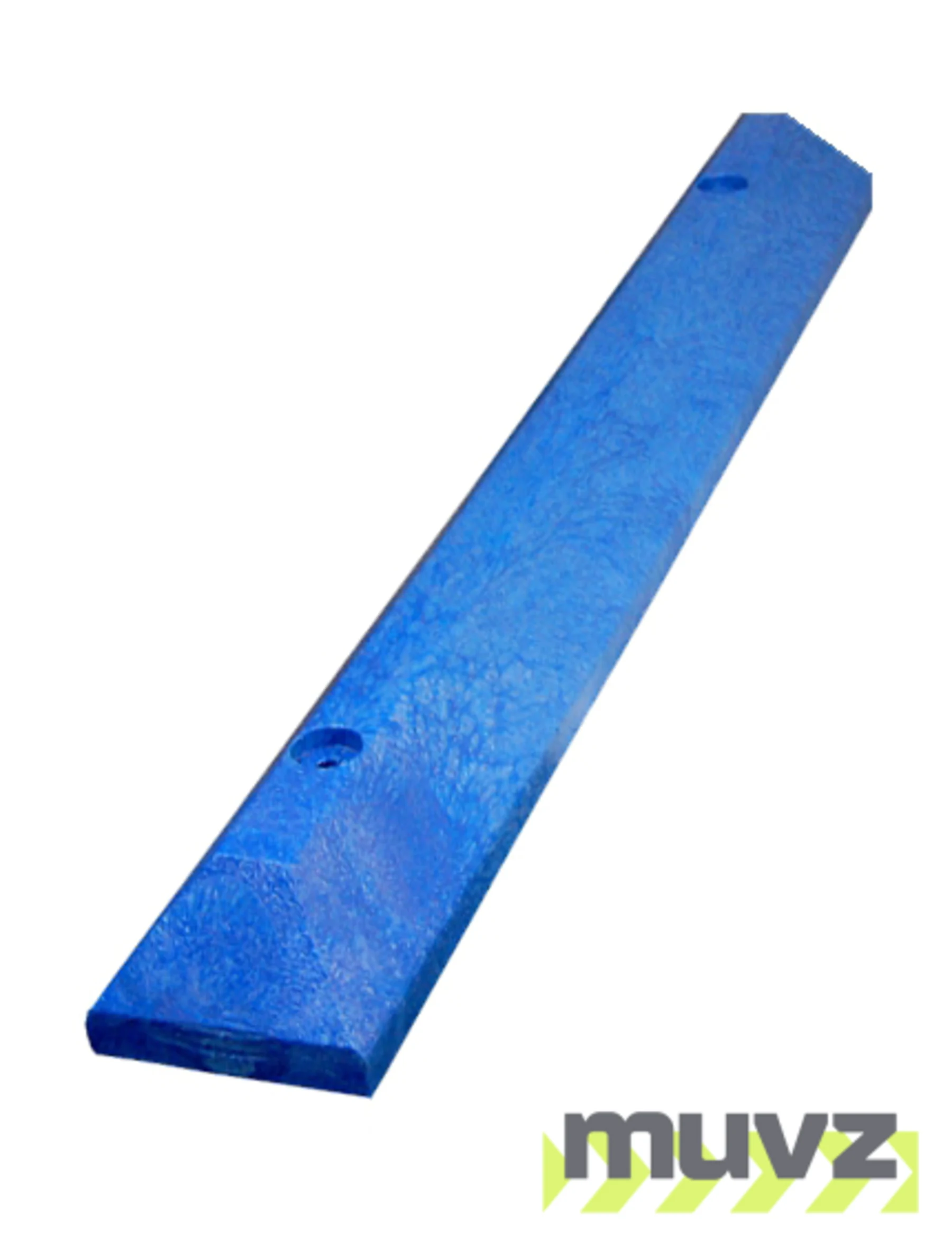 4\u0027 Blue, Heavy-Duty Solid Recycled Plastic Parking Block w/18\" Heavy Duty Spikes