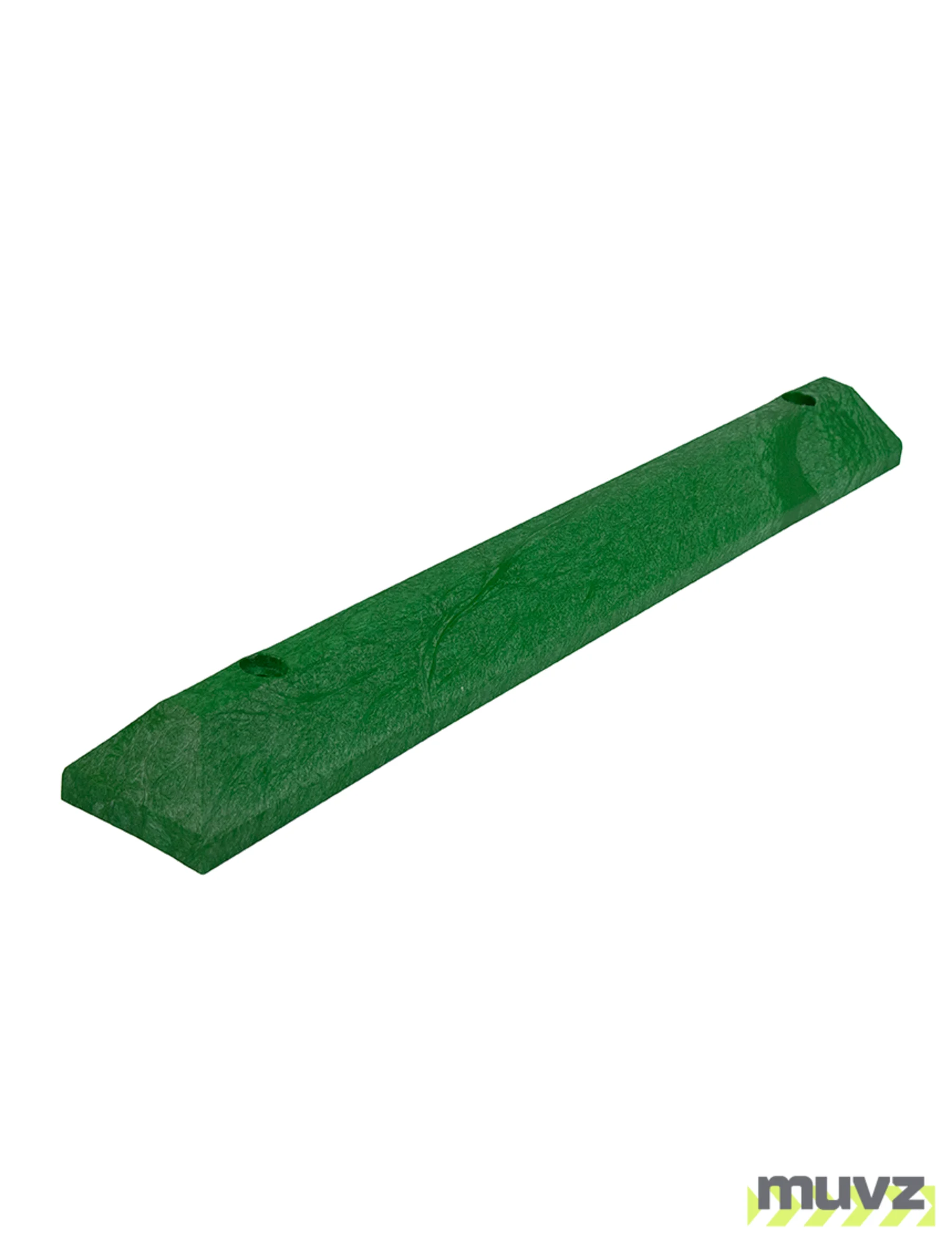 4\u0027 EV Green, Heavy-Duty Solid Recycled Plastic Parking Block w/14\" Galvanized Rebar Steel Spikes