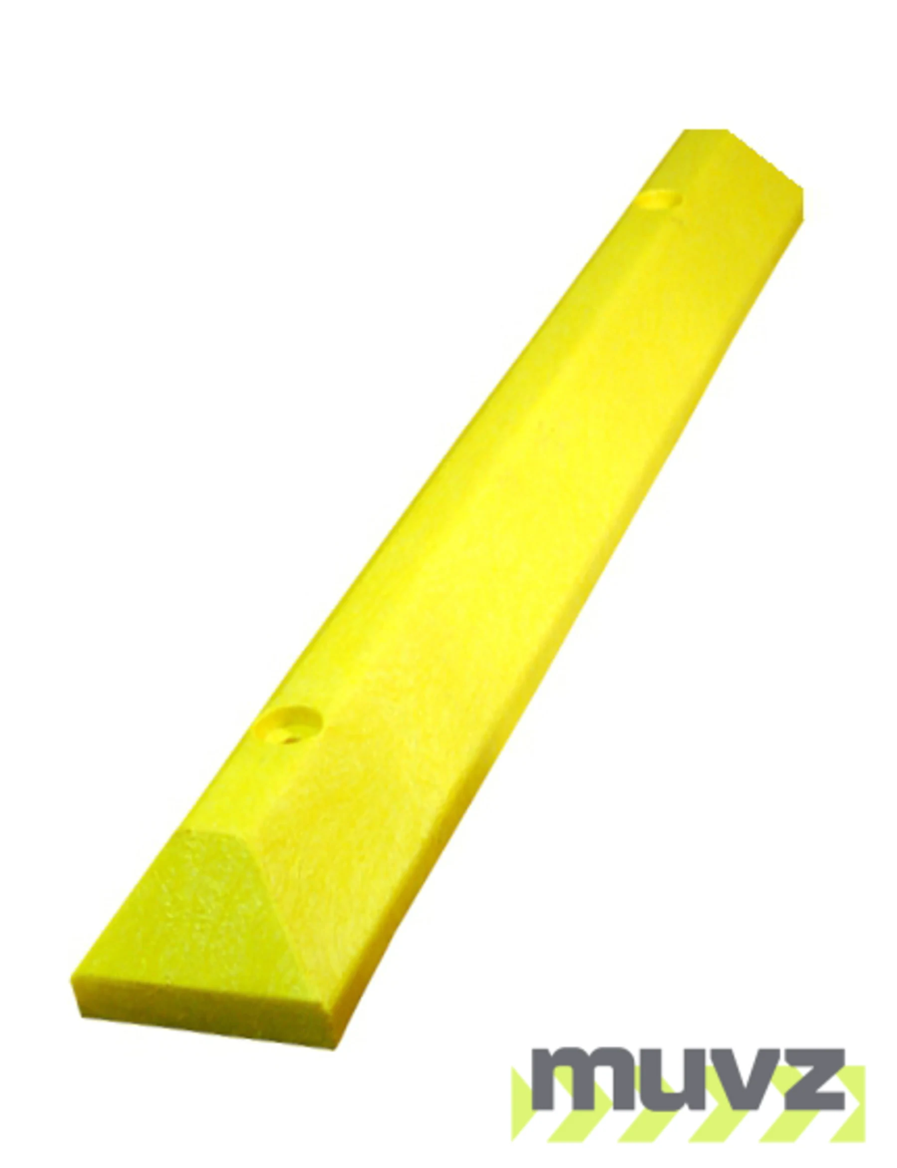4\u0027 Yellow, Heavy-Duty Solid Recycled Plastic Parking Block w/8\" Lags \u0026 Anchors