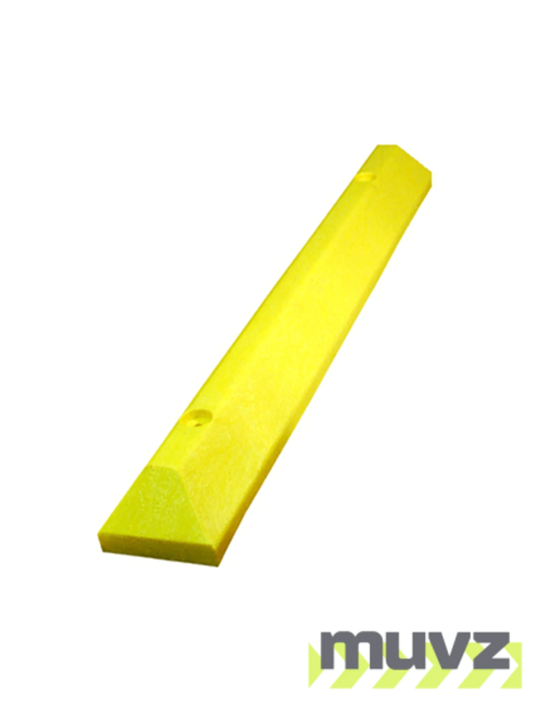 4\u0027 Yellow, Heavy-Duty Solid Recycled Plastic Parking Block w/14\" Galvanized Rebar Steel Spikes
