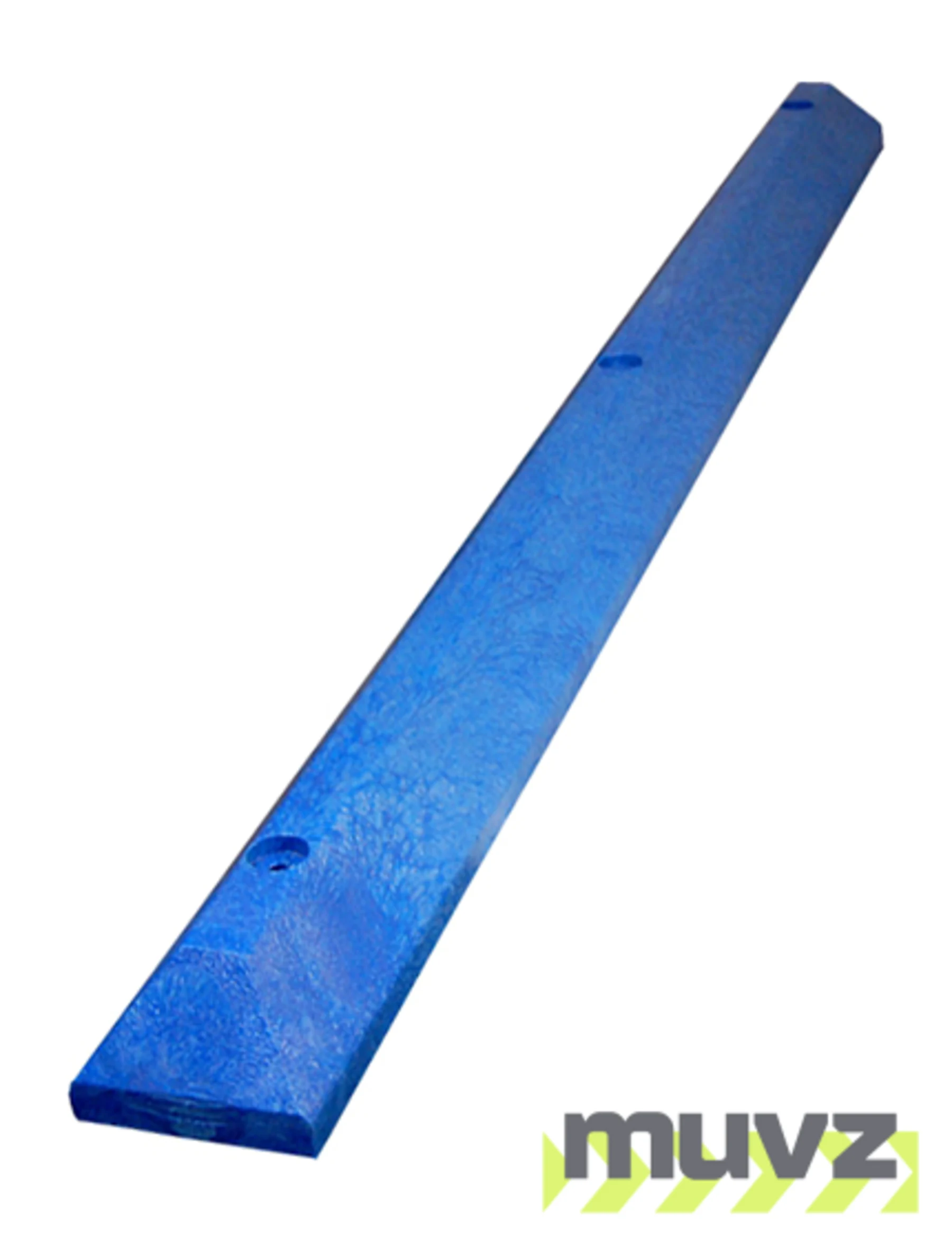 6\u0027 Blue, Heavy-Duty Solid Recycled Plastic Parking Block w/14\" Galvanized Rebar Steel Spikes