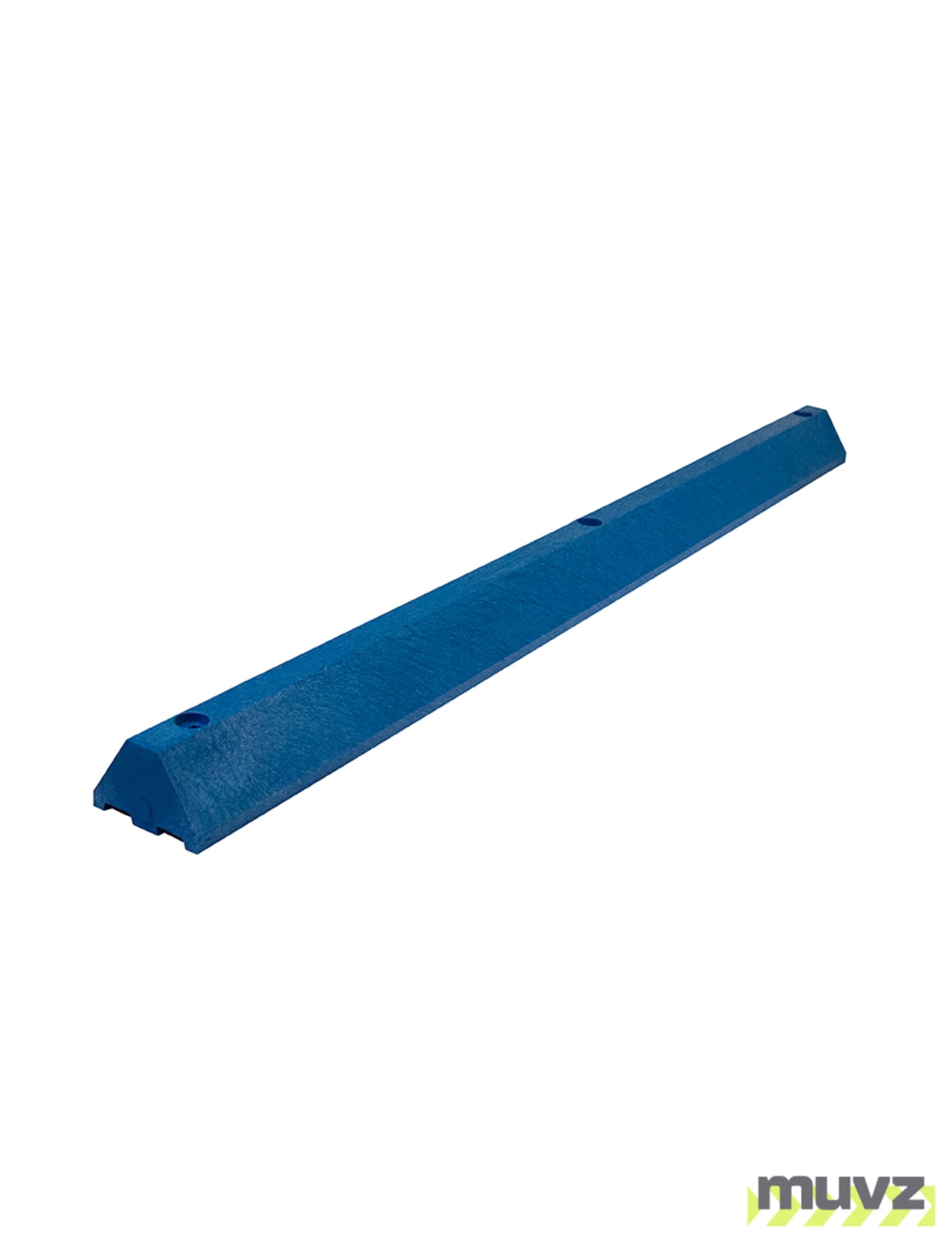 6\u0027, 4\" Tall, \u0027Industrial\u0027 Blue Recycled Plastic Parking Block w/14\" Galvanized Rebar Steel Spikes