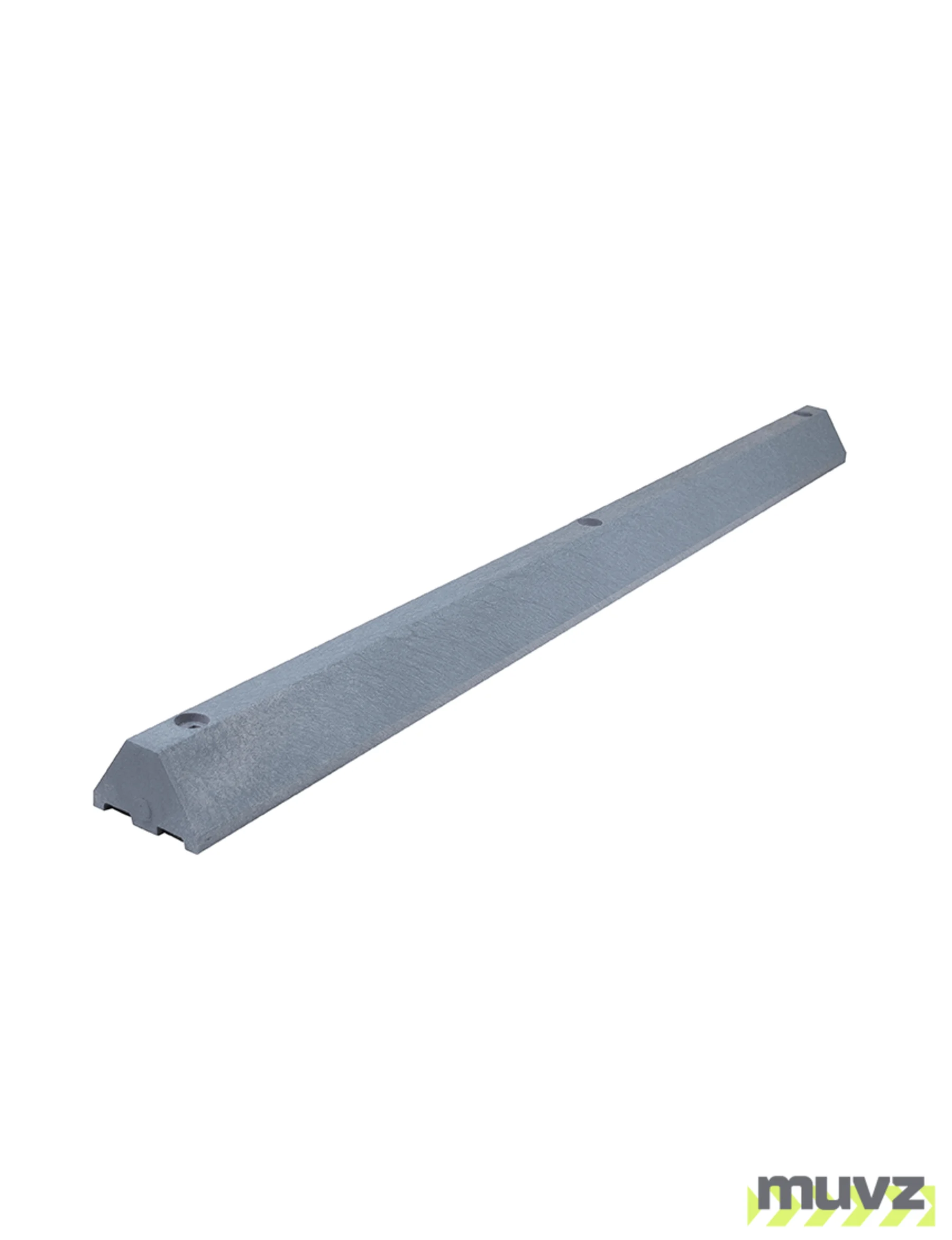 6\u0027, 4\" Tall, \u0027Industrial\u0027 Gray Recycled Plastic Parking Block w/14\" Galvanized Rebar Steel Spikes