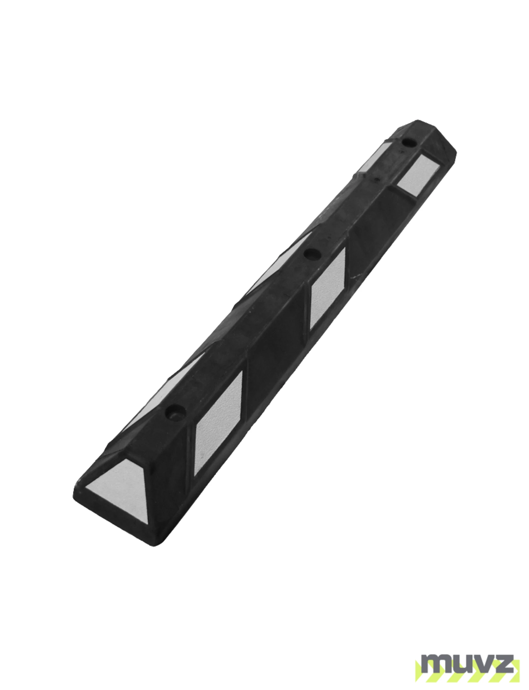 4\u0027 Economy Black \u0026 White Rubber Parking Block w/four 12\" Galvanized Steel Spikes