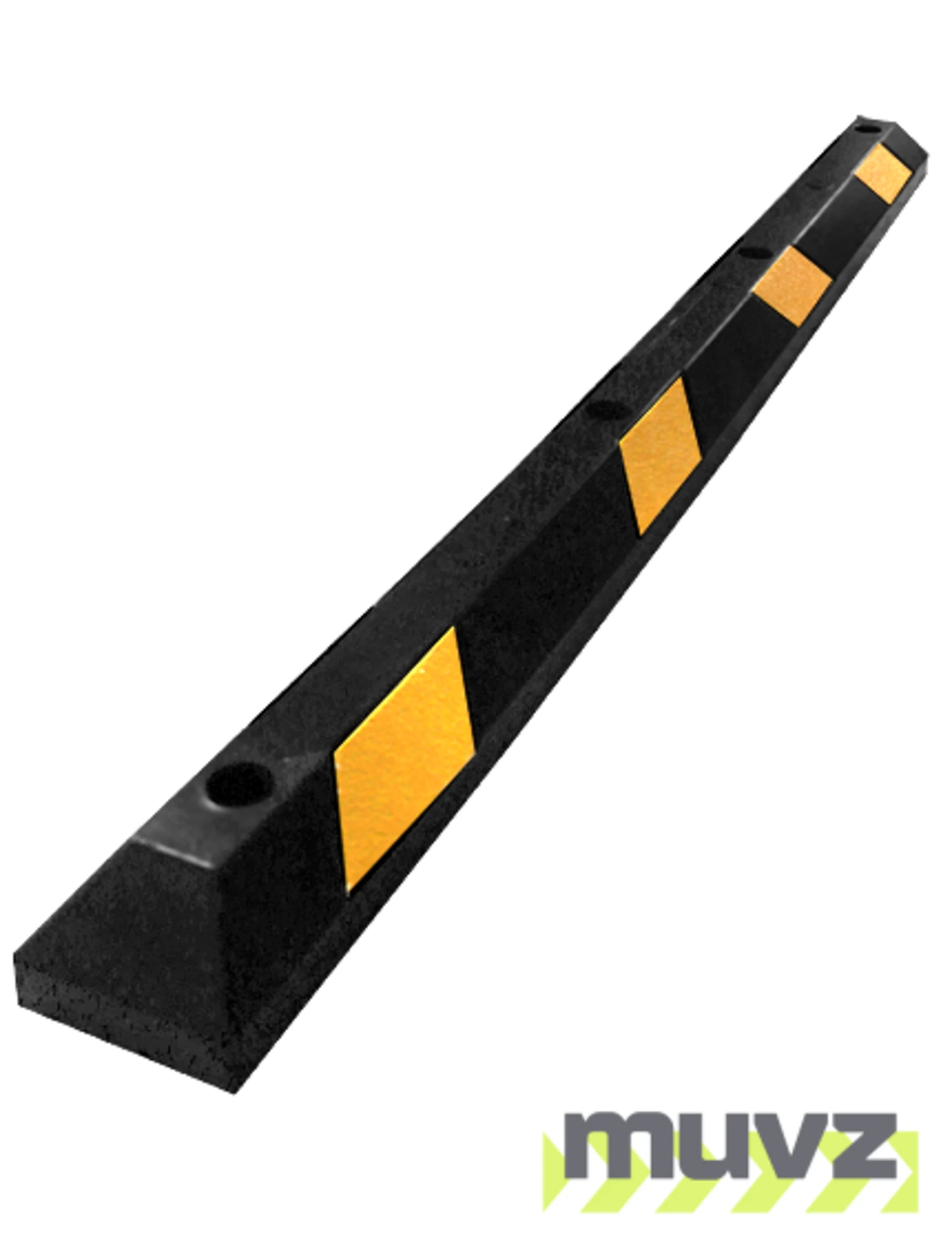 6\u0027 Yellow Low-Profile Rubber Parking Block w/four 14\" Galvanized Rebar Steel Spikes