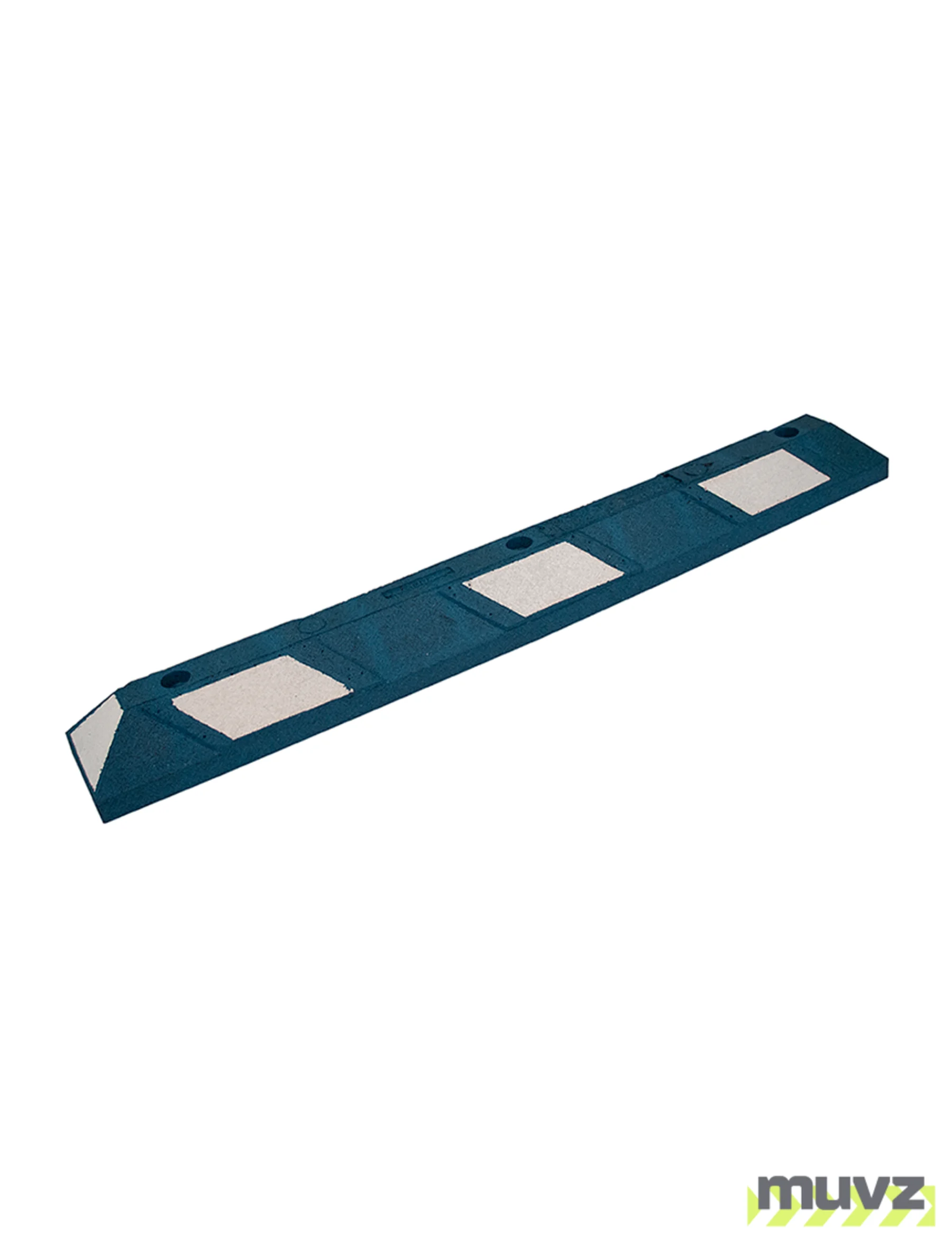 4\u0027 Recycled Rubber Parking Block w/Blue Reflective Tape \u0026 Lag Bolts for Concrete