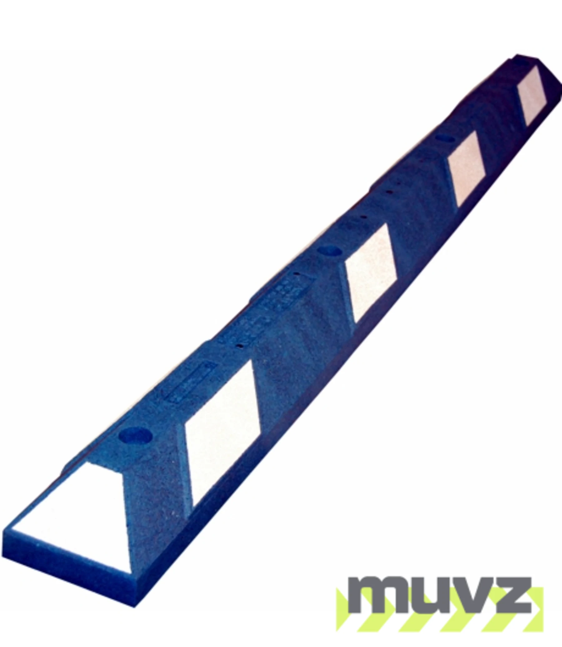 6\u0027 Blue Recycled Rubber Parking Block w/White Reflective Tape \u0026 Lag Bolts for Concrete