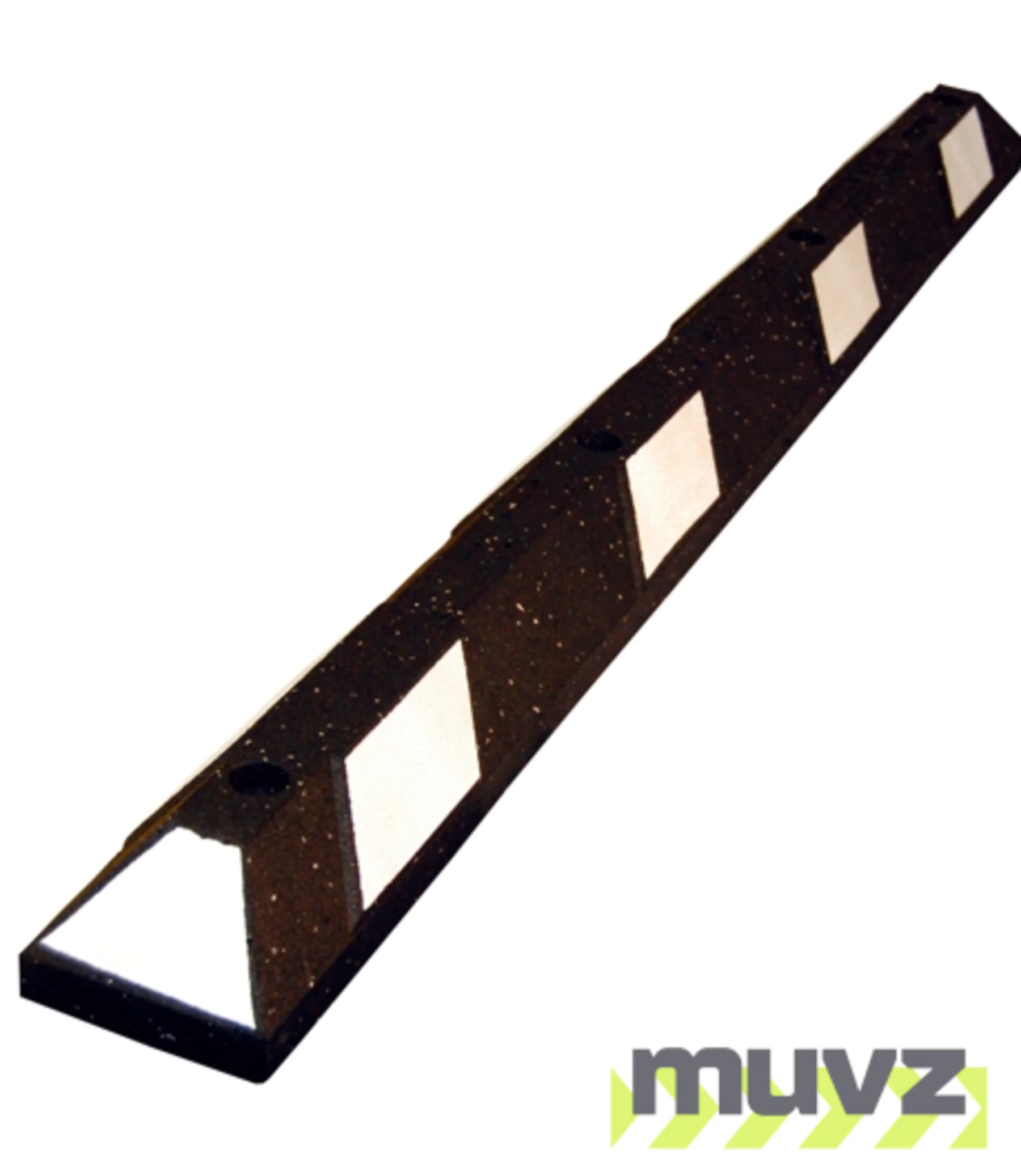 6\u0027 Recycled Rubber Parking Block w/White Reflective Tape \u0026 Lag Bolts for Concrete