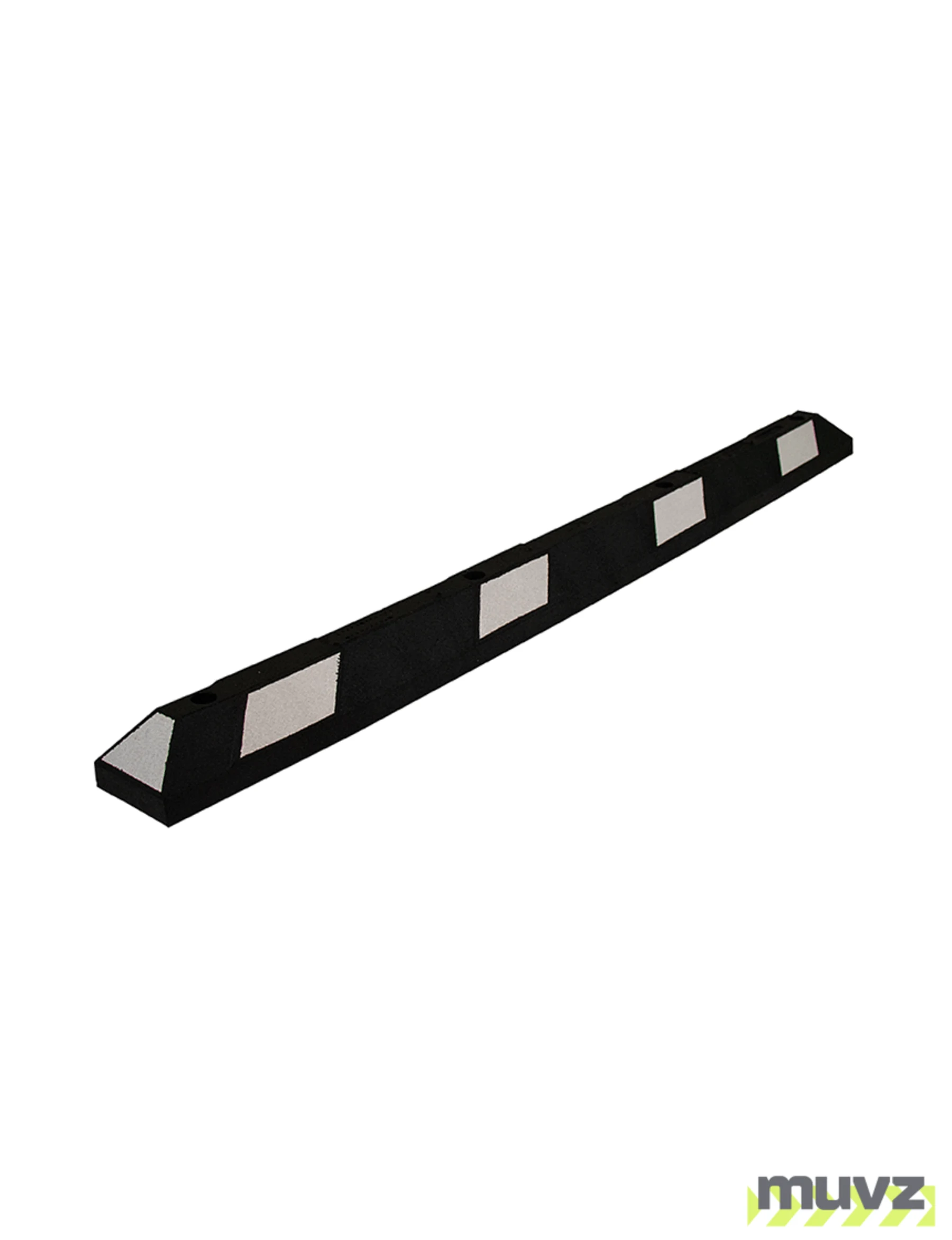6\u0027 Recycled Rubber Parking Block w/White Reflective Tape \u0026 14\" Rebar Spikes for Asphalt or Gravel