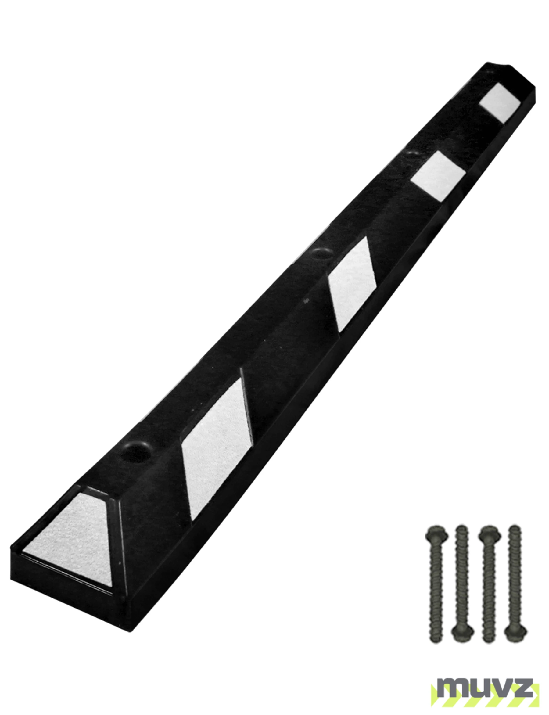 6\u0027 White Rubber Parking Block w/four 5\" Bolts for Concrete
