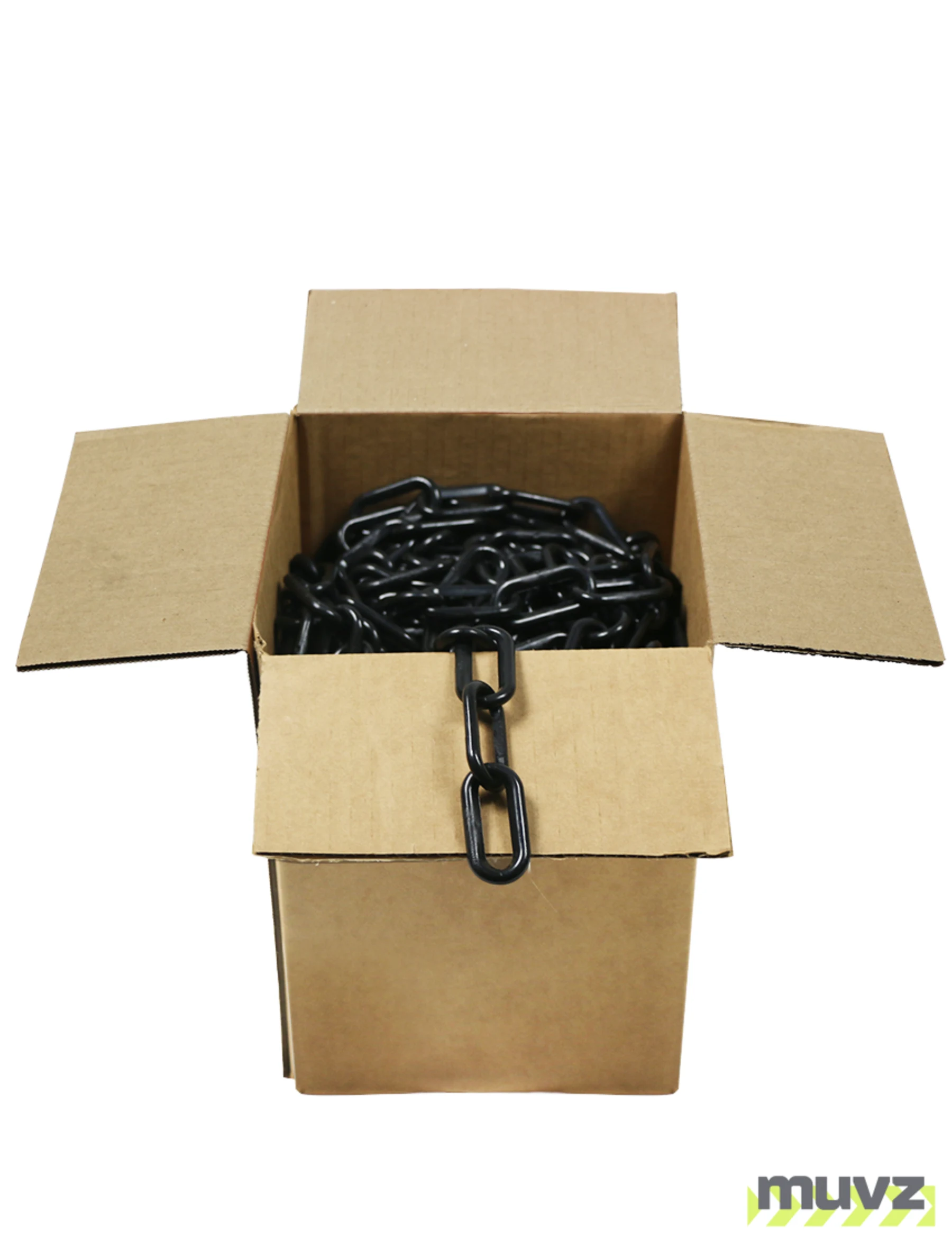 100\u0027 Box of Black 2\" Link, Standard Plastic Chain