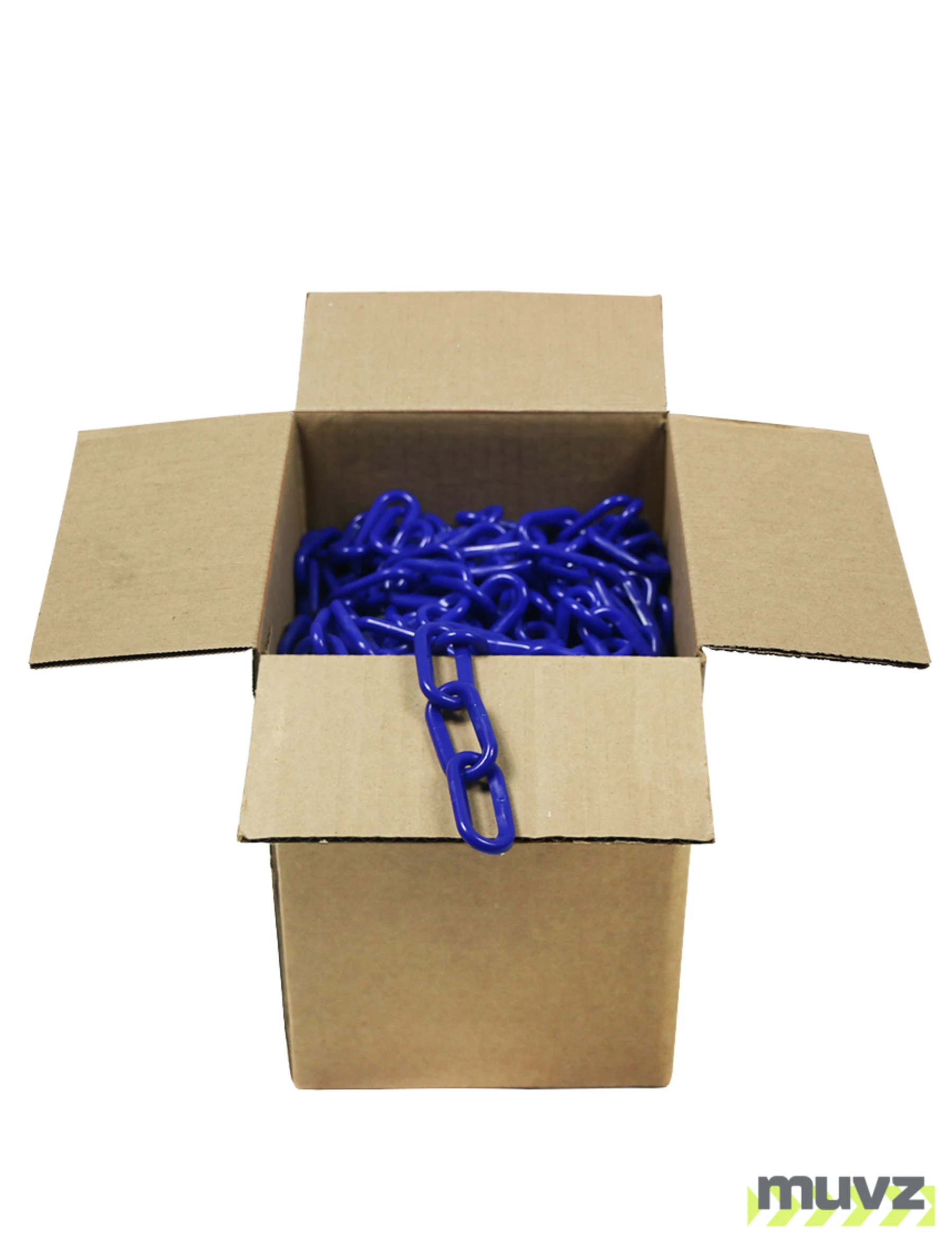 100\u0027 Box of Blue 2\" Link, Standard Plastic Chain