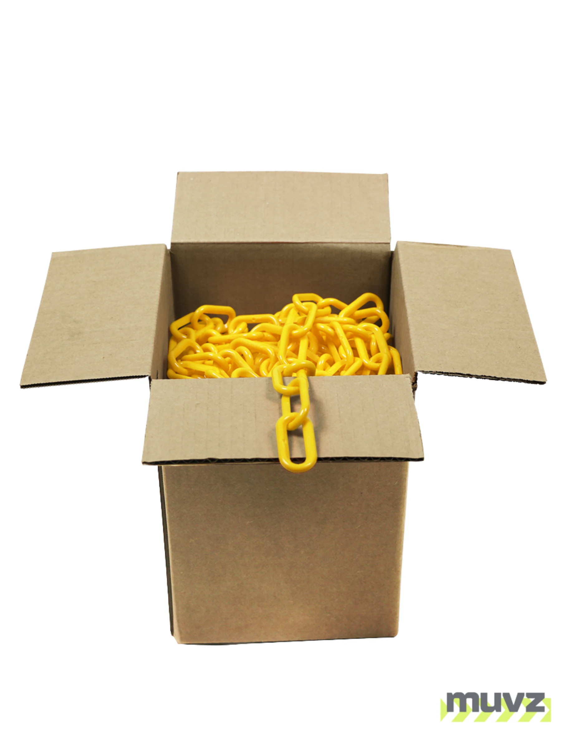 100\u0027 Box of Yellow 2\" Link, Standard Plastic Chain