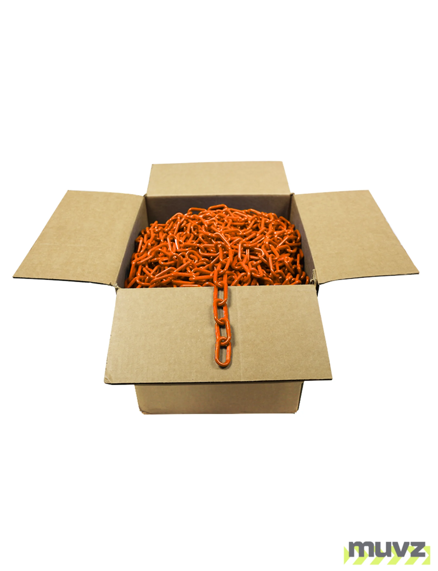 500\u0027 Box of Orange 2\" Link, Standard Plastic Chain