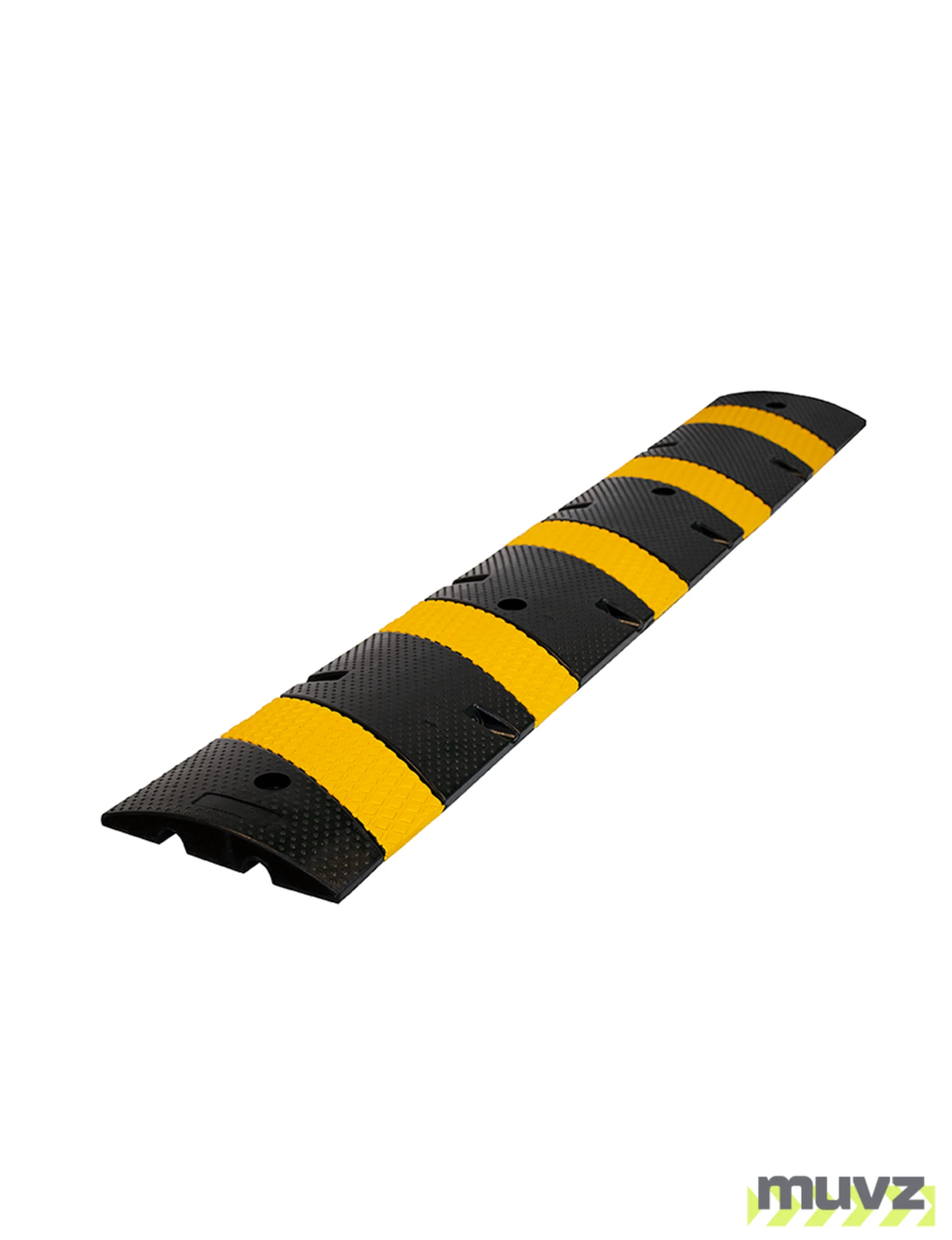 6\u0027 Economy Black \u0026 Yellow Rubber Speed Bump with Four (4) 14\" Rebar Spikes