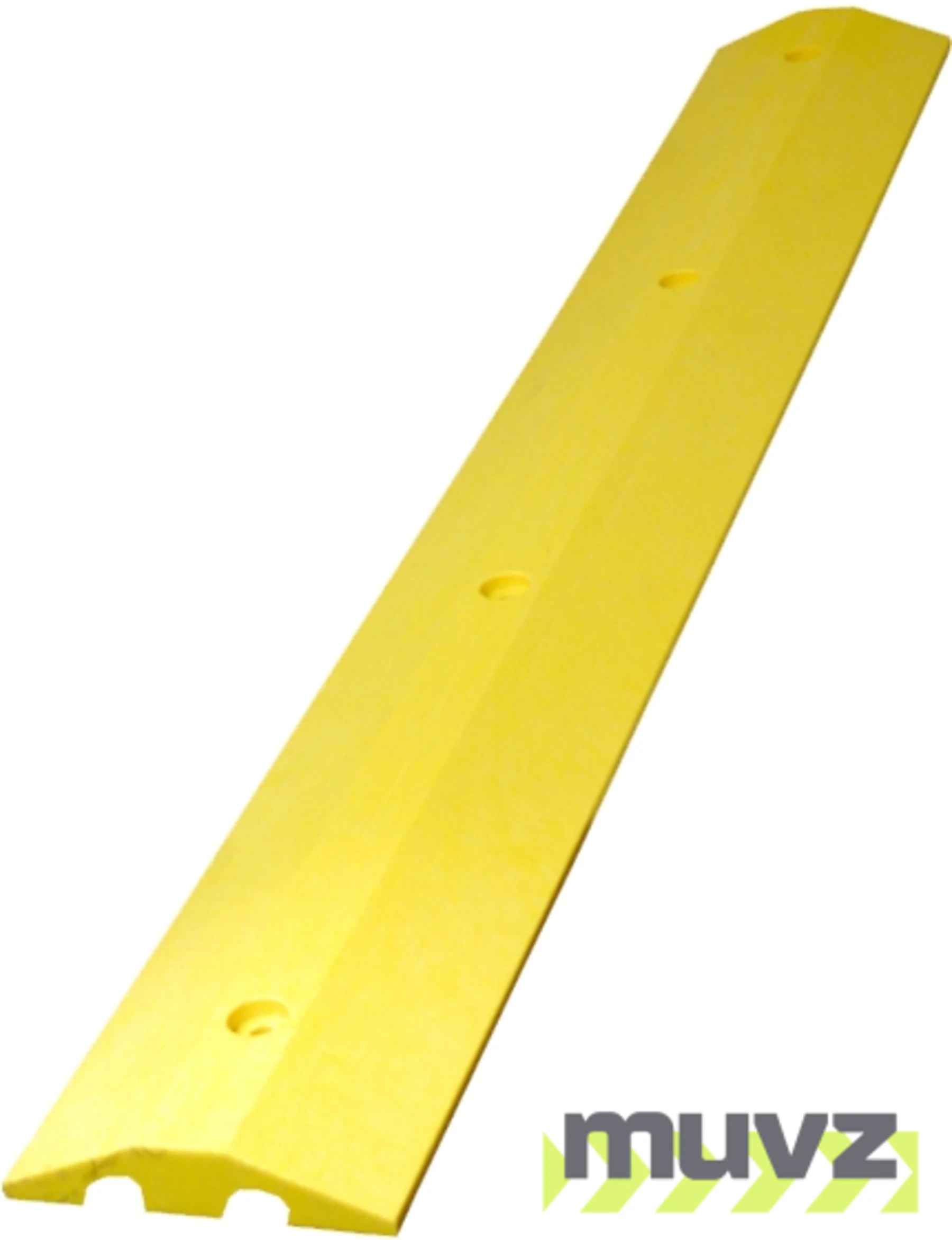 10\u0027 Yellow \u0027Economy\u0027 Recycled Plastic Speed Bump with 12\" Galvanized Steel Spikes