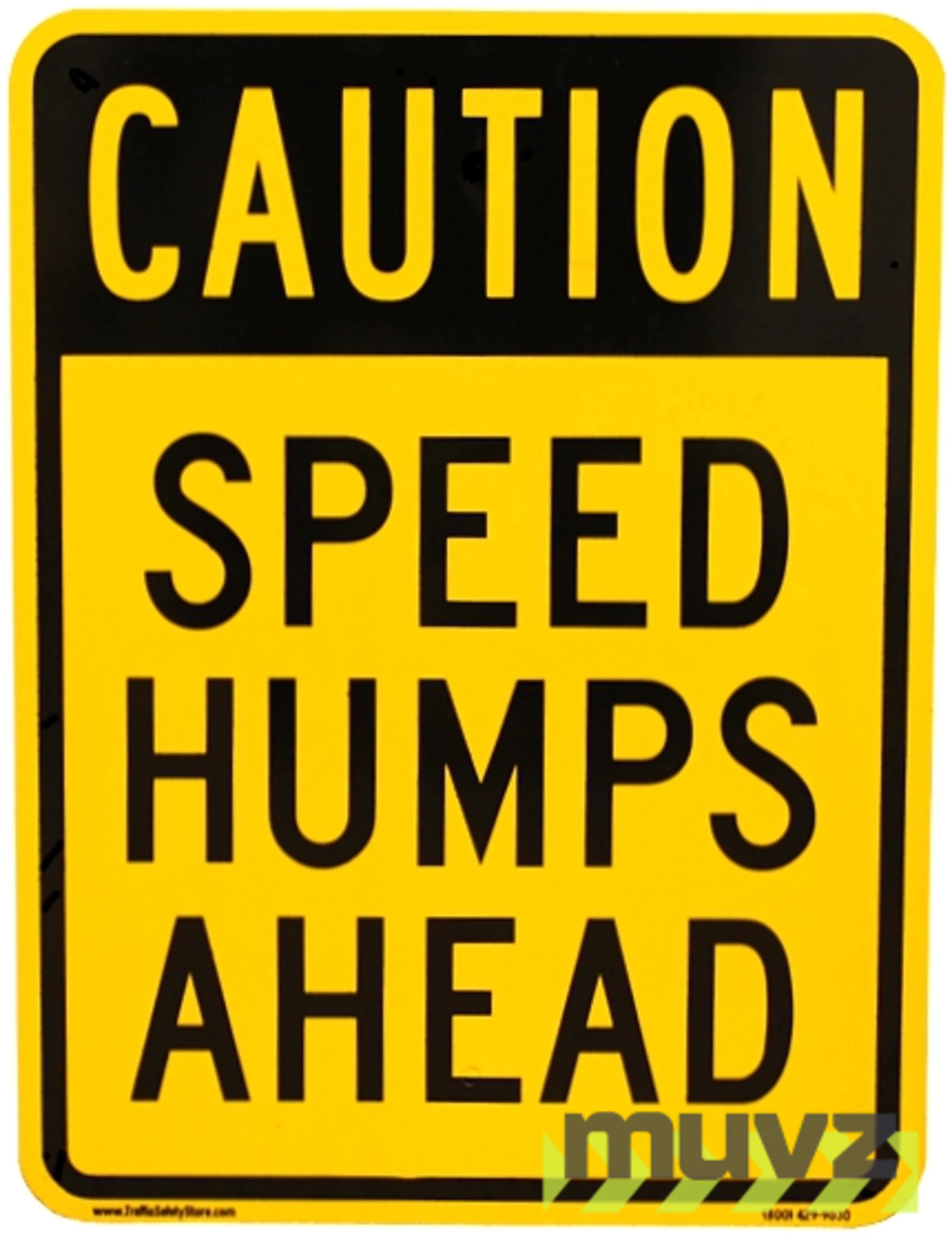 18\" x 24\", EG Reflective, \"Caution Speed Humps Ahead\" Sign