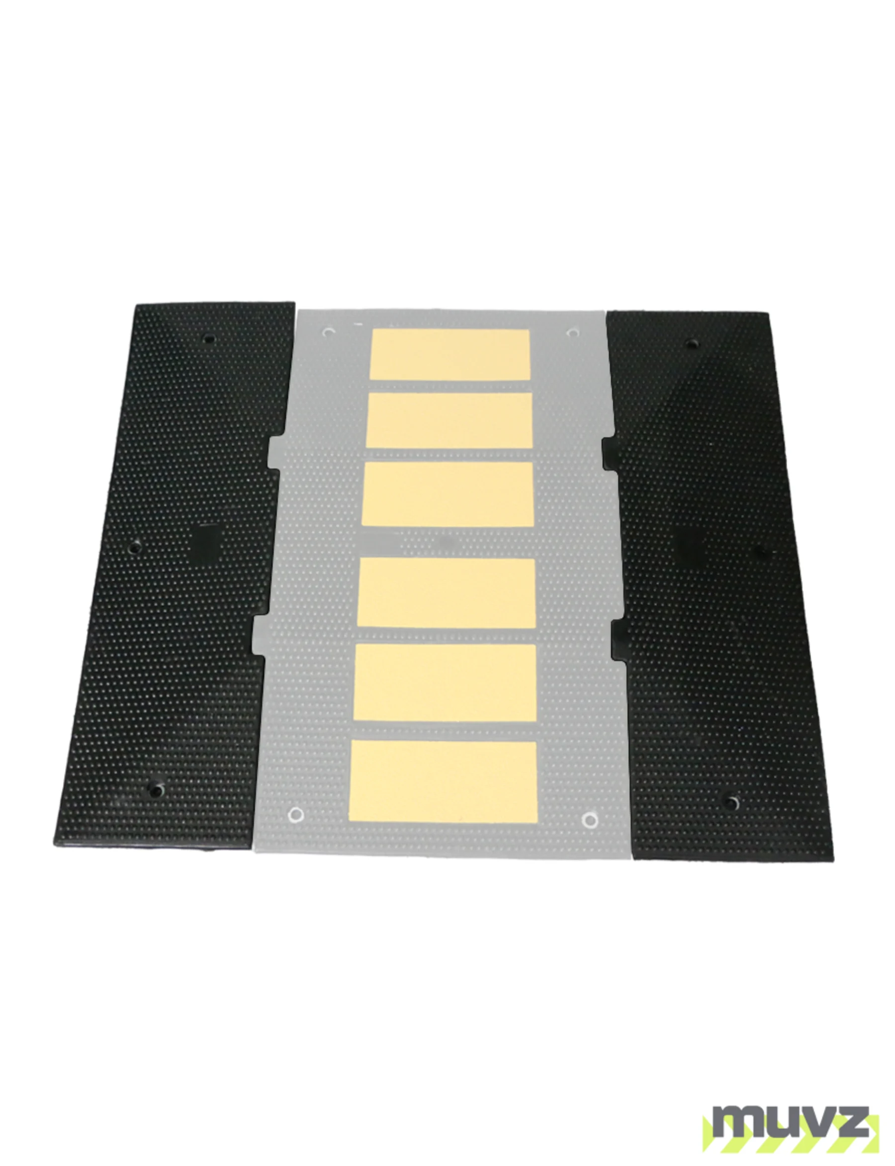 Economy Recycled Rubber Speed Hump End Cap Kit w/14\" Galvanized Rebar Spikes (1 Male \u0026 1 Female)