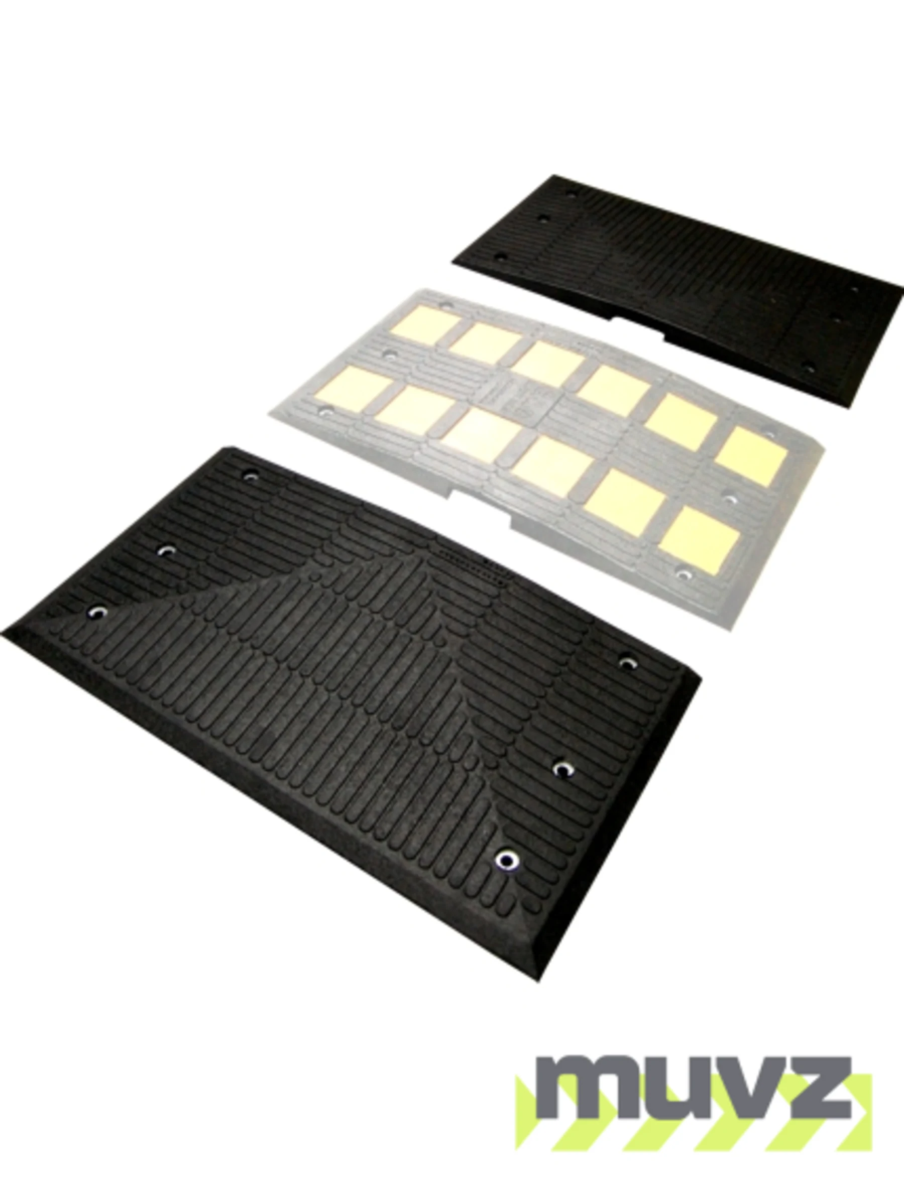 Heavy Duty Recycled Rubber Speed Hump End Cap Kit w/Lags \u0026 Anchors (1 Male \u0026 1 Female)