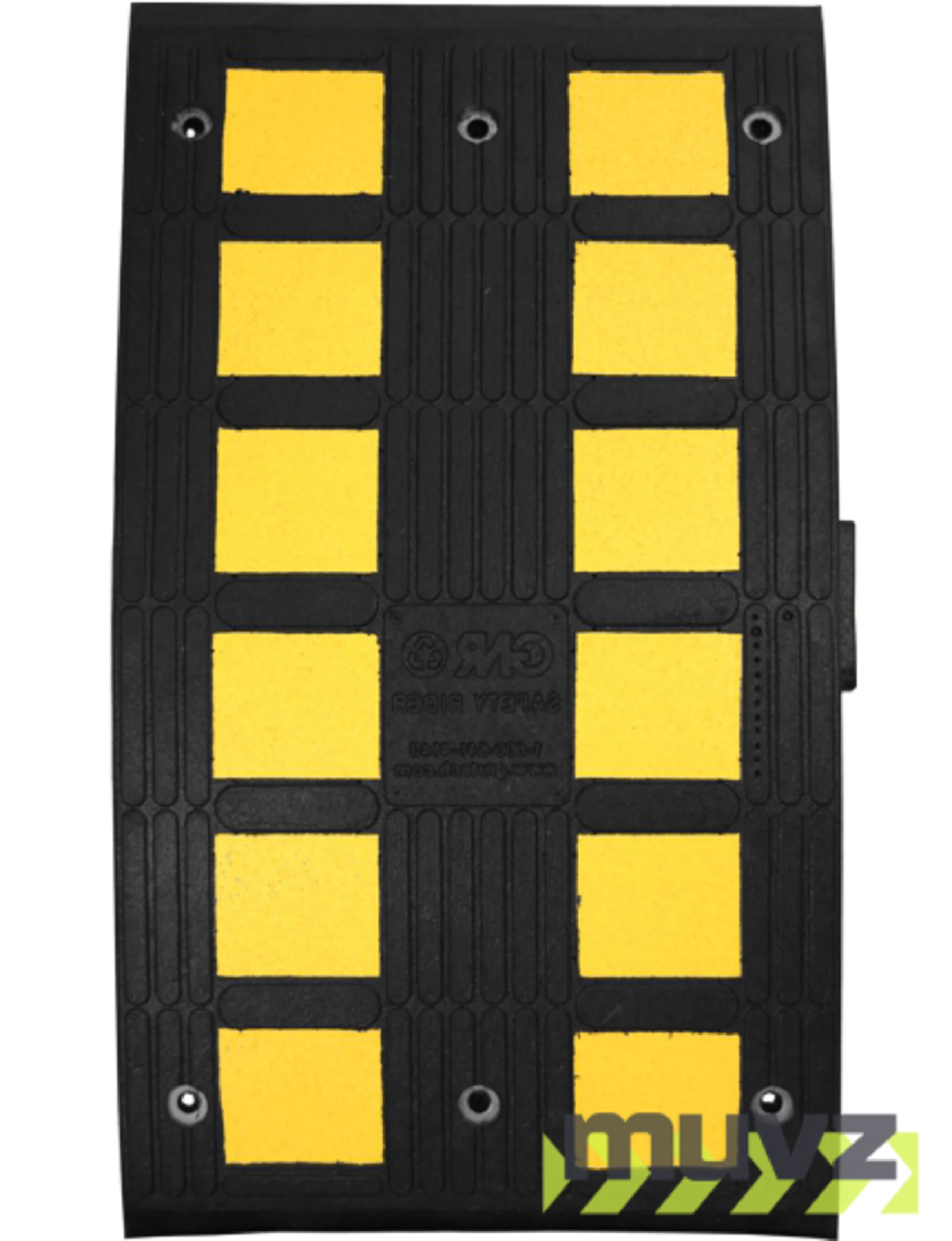 Heavy Duty Recycled Rubber Speed Hump Section, 35.5\" L x 19.5\" W x 2.1\" T w/3\" Concrete Fasteners