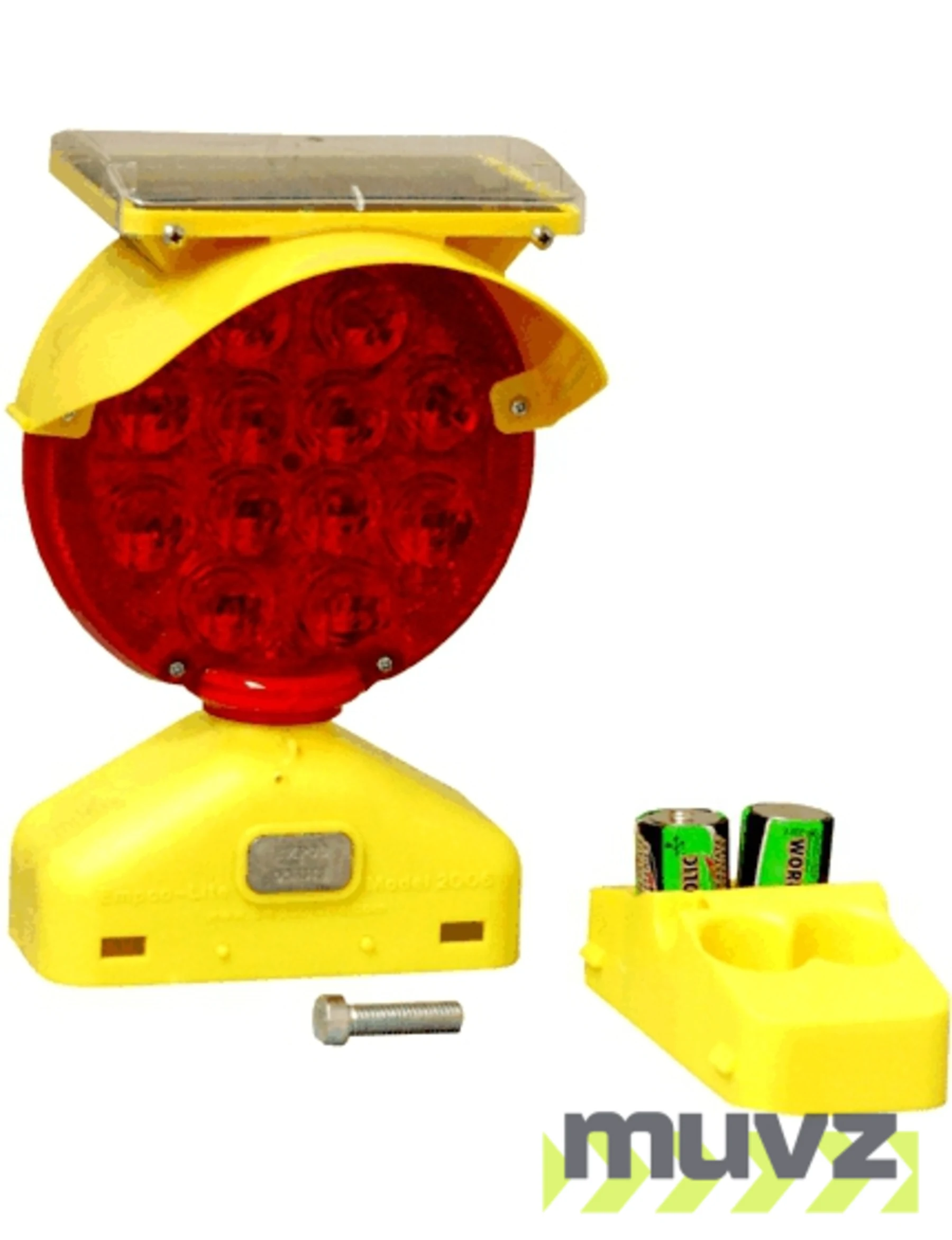 Economy Solar Assist Type B Flasher, Red with Two (2) D-Cell Batteries