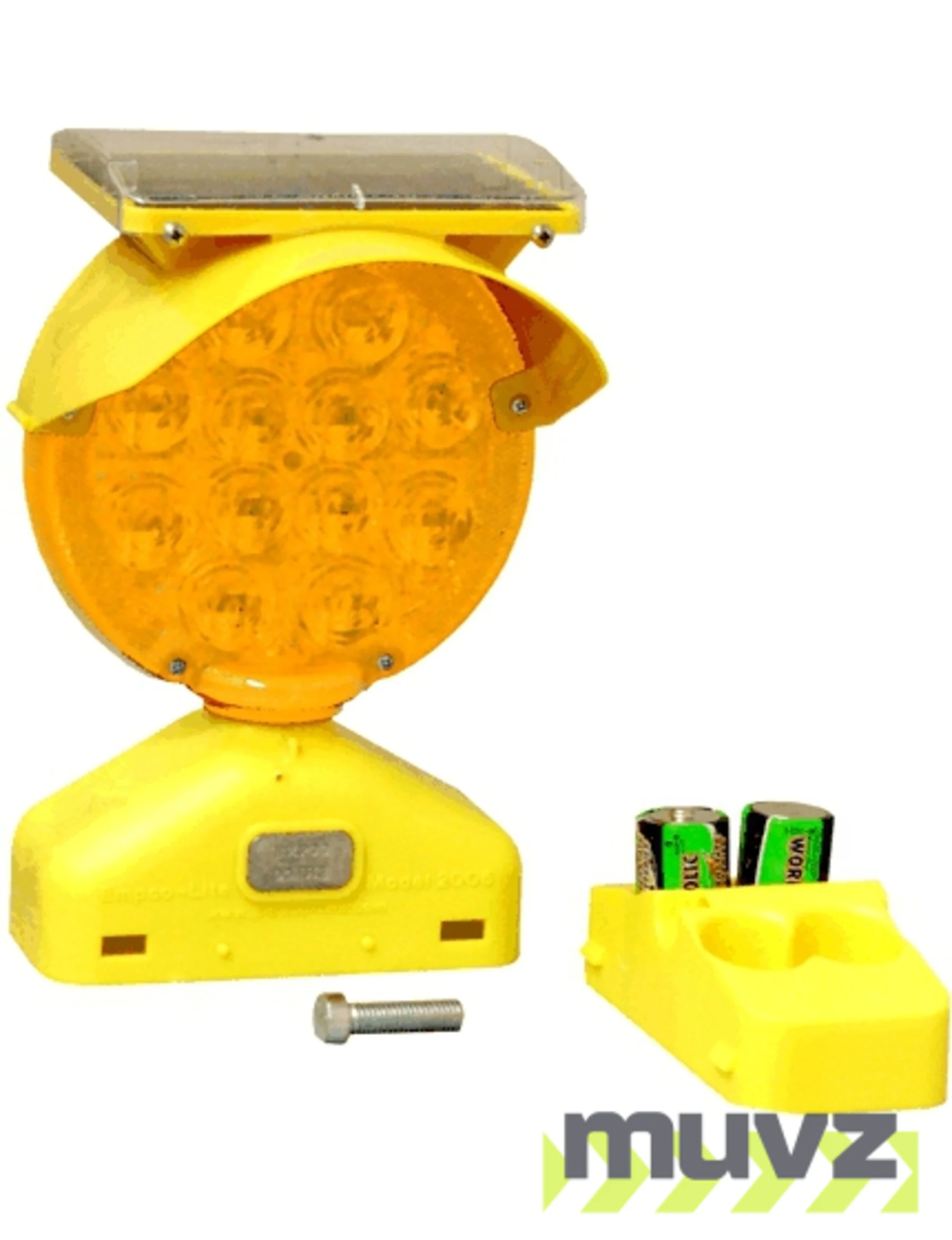 Economy Solar Assist Type B Flasher, Yellow with Two (2) D-Cell Batteries
