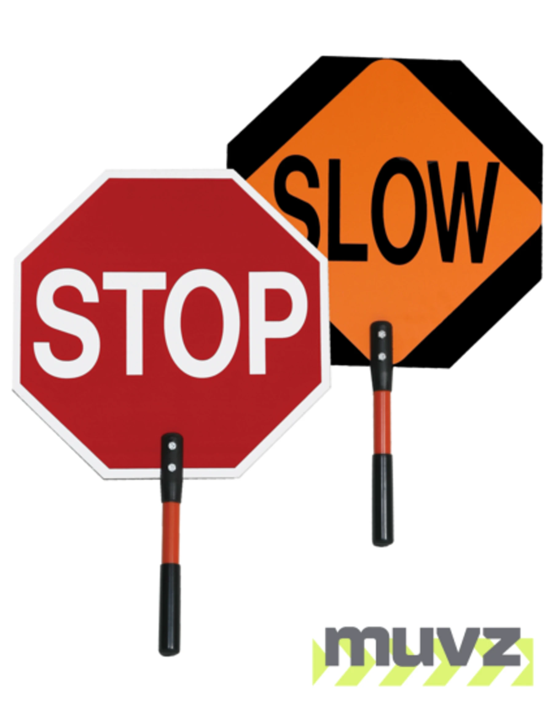 Heavy-Duty 18\" EG Reflective STOP/SLOW Paddle with 12\" Plastic Handle