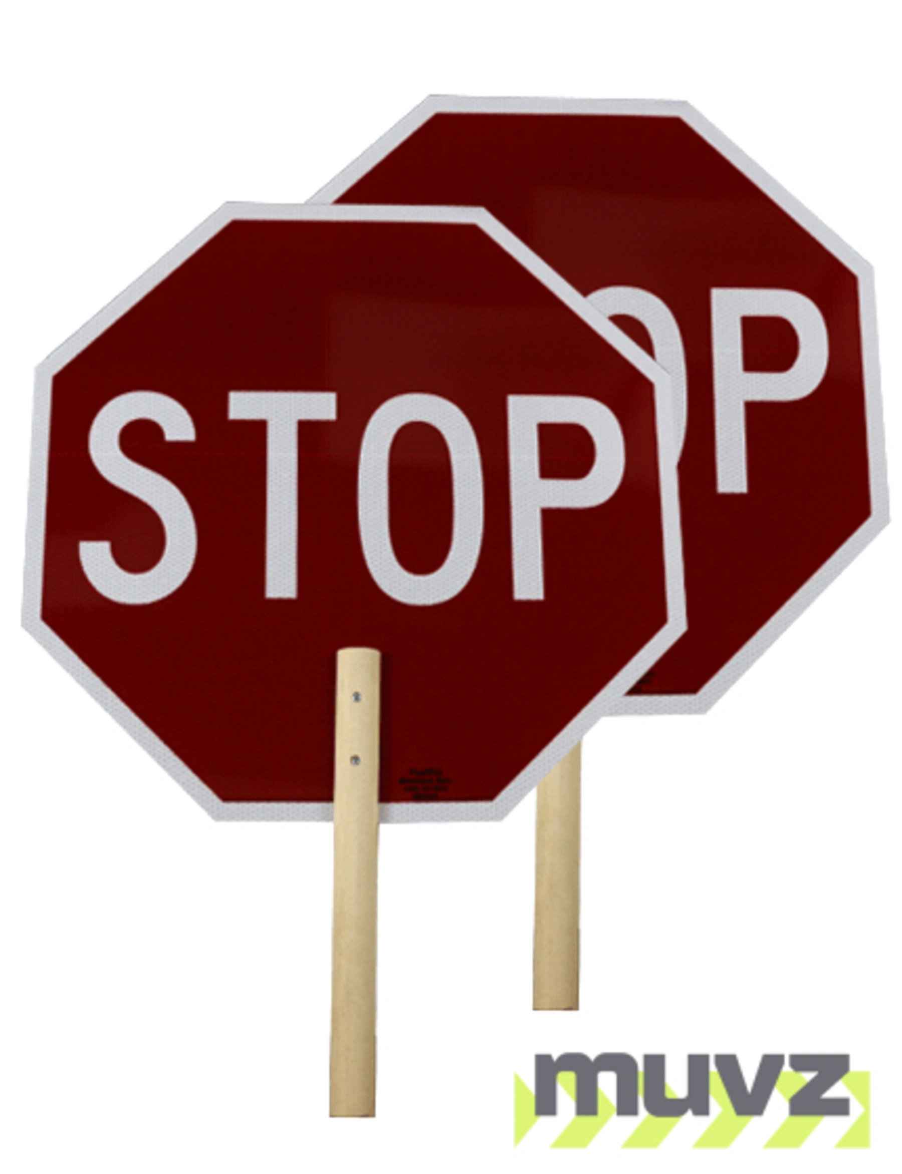 18\" Engineer Grade Reflective STOP/STOP Paddle w/ Wooden Handle