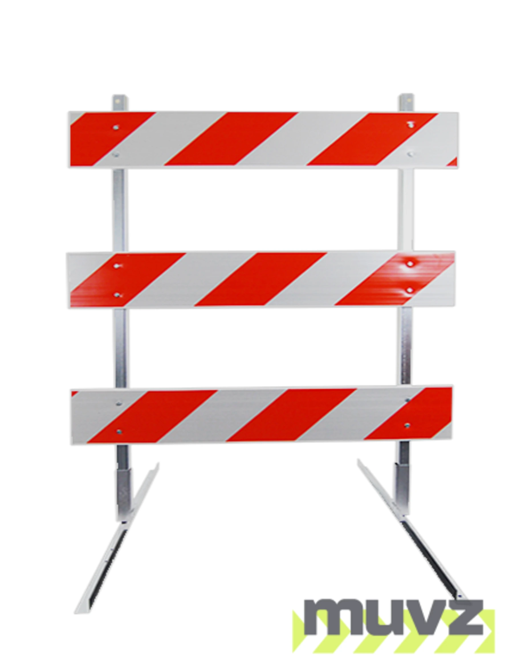 8\u0027 Standard Type 3 Barricade-63\" Tall Galvanized Steel Frame \u0026 Three 8\u0027 Plastic Boards w/EG Sheeting