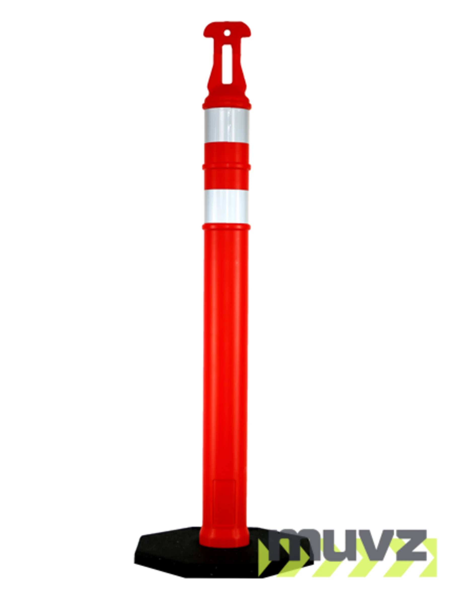 42\" ORANGE Arrow-Top Tube with two (2) 3\" Reflective Collars and 18 Lb. Base