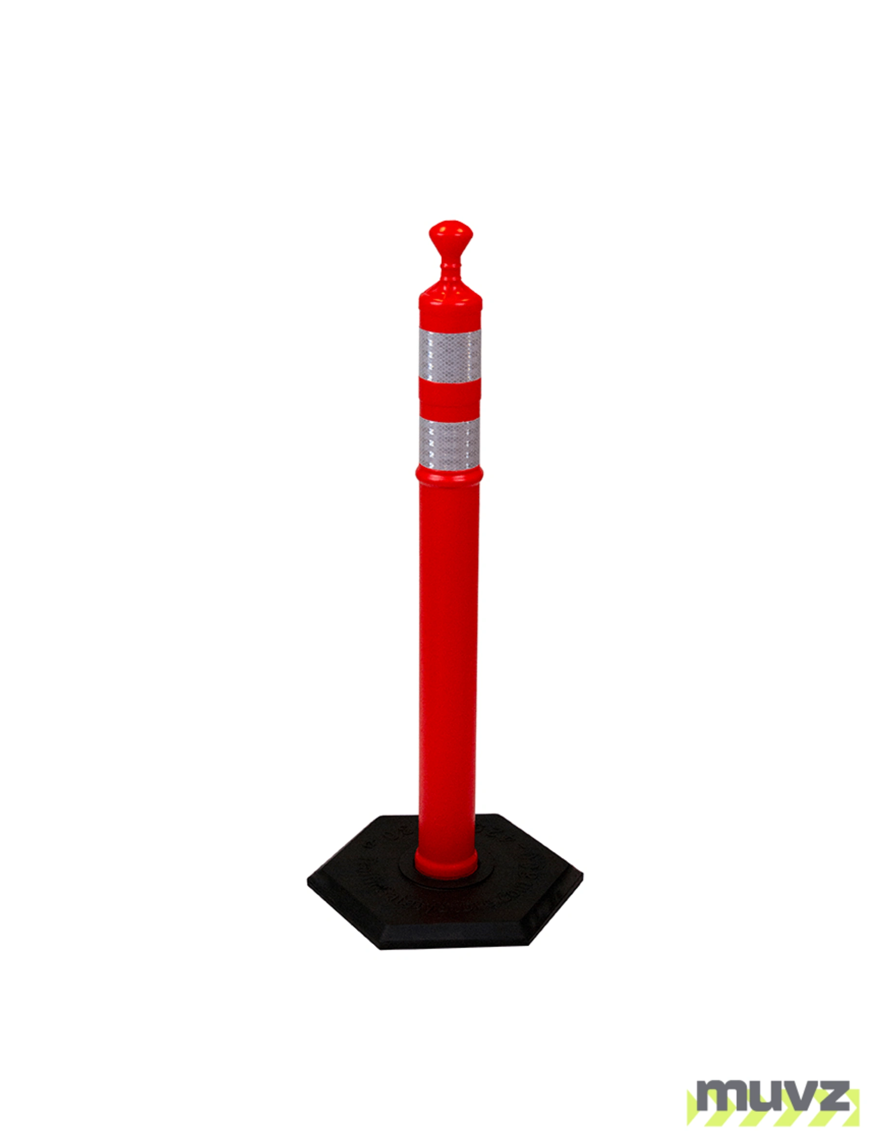 42\" ORANGE Grabber Tube with two (2) 3\" Reflective Collars and 12 Lb. Rubber Base