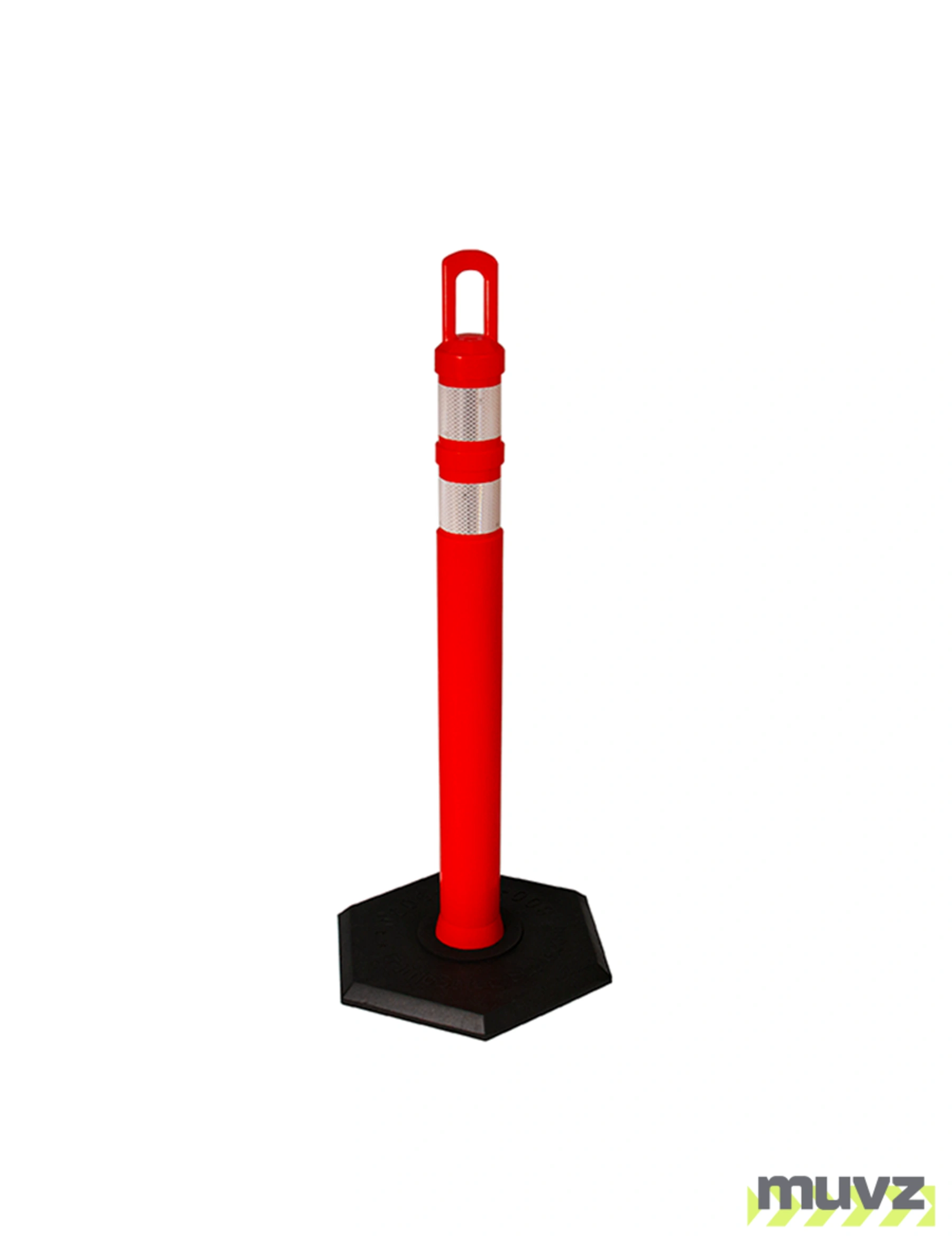 42\" ORANGE \u0027JBC Arch-Top\u0027 Tube with Two 3\" Reflective Collars and 12lb Base