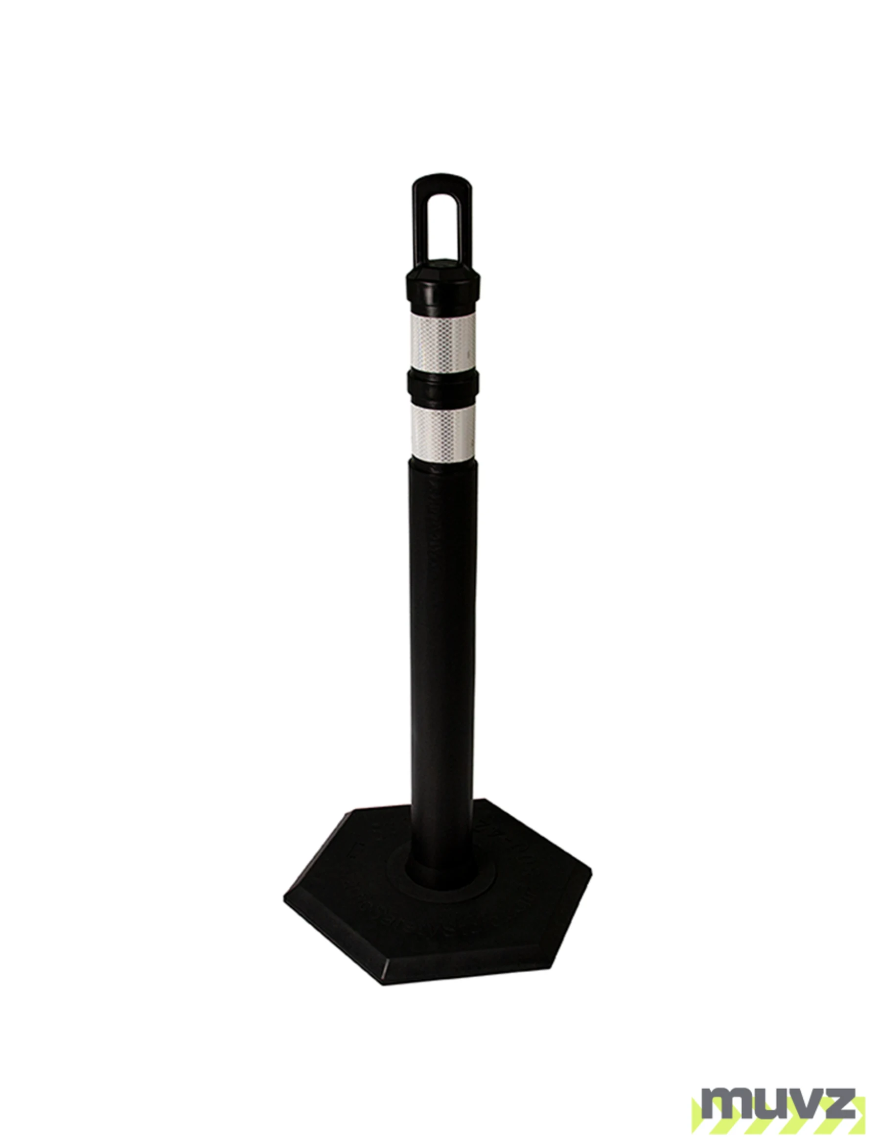 42\" BLACK \u0027JBC Arch-Top\u0027 Tube with Two 3\" Reflective Collars and 8lb Base