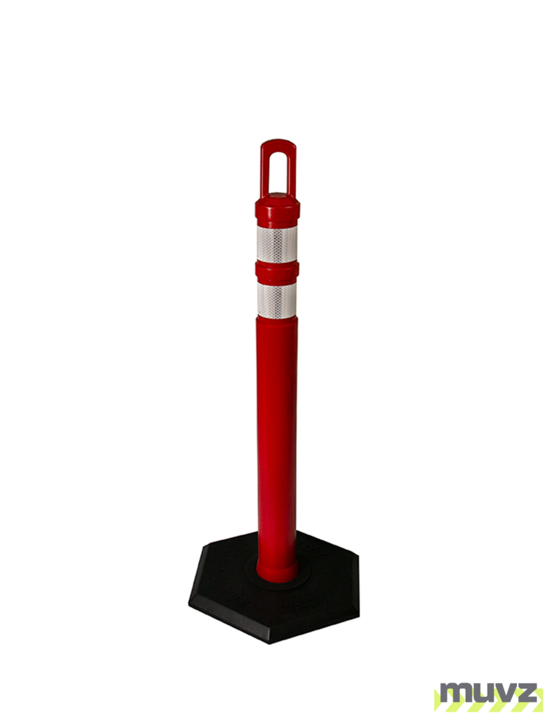 42\" RED \u0027JBC Arch-Top\u0027 Tube with Two 3\" Reflective Collars and 8lb Base