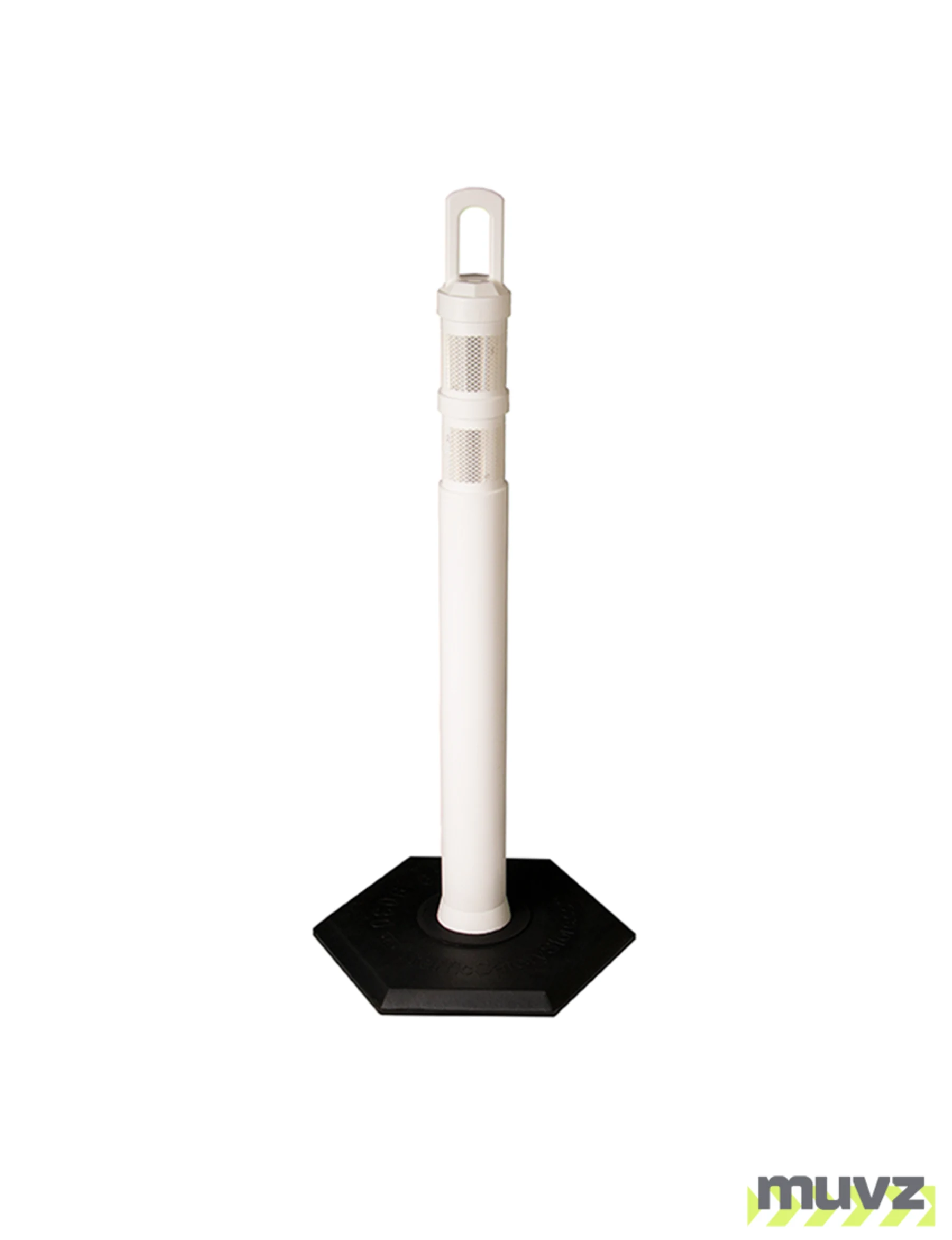 42\" WHITE \u0027JBC Arch-Top\u0027 Tube with Two 3\" Reflective Collars and 12lb Base