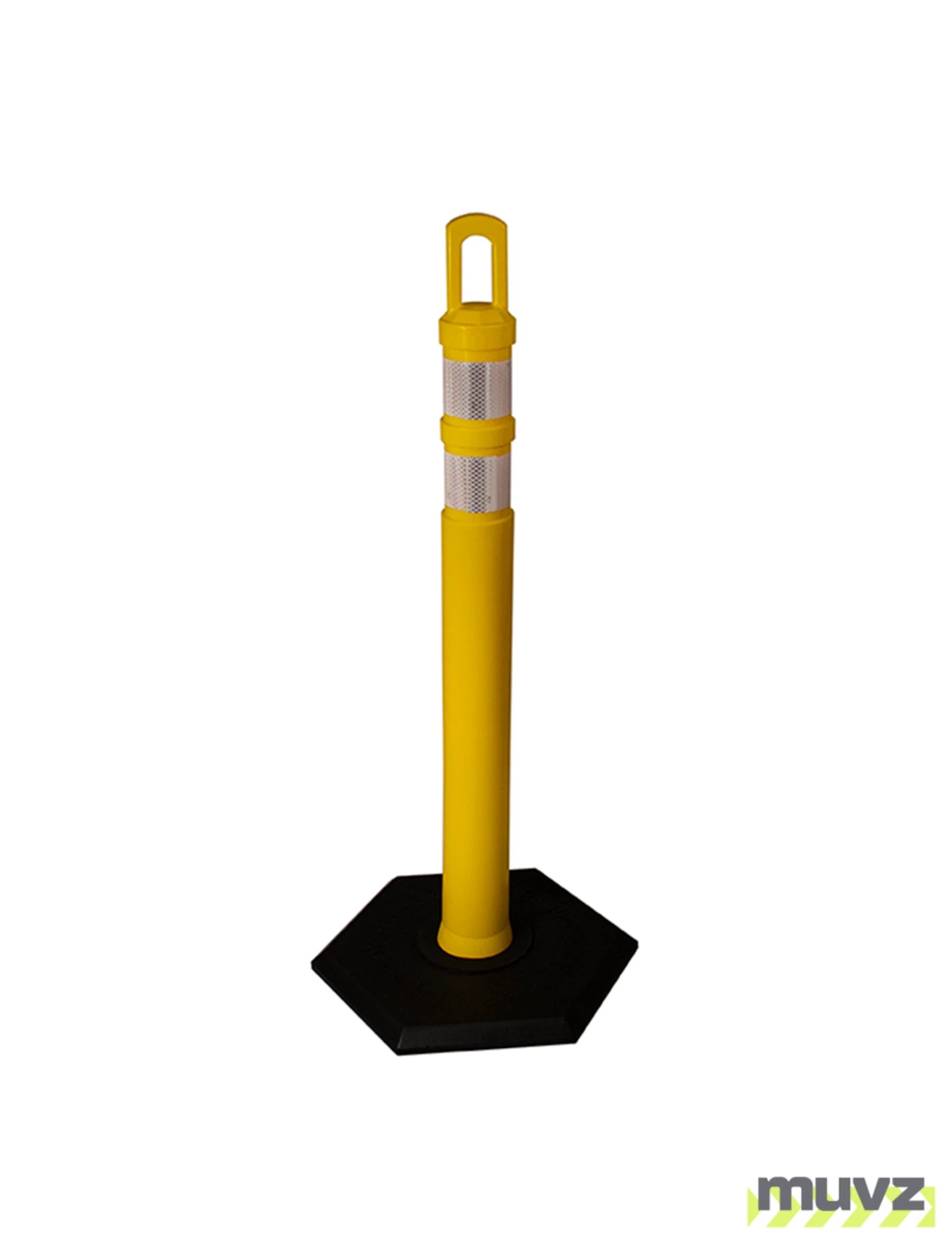 42\" YELLOW \u0027JBC Arch-Top\u0027 Tube with Two 3\" Reflective Collars and 8lb Base