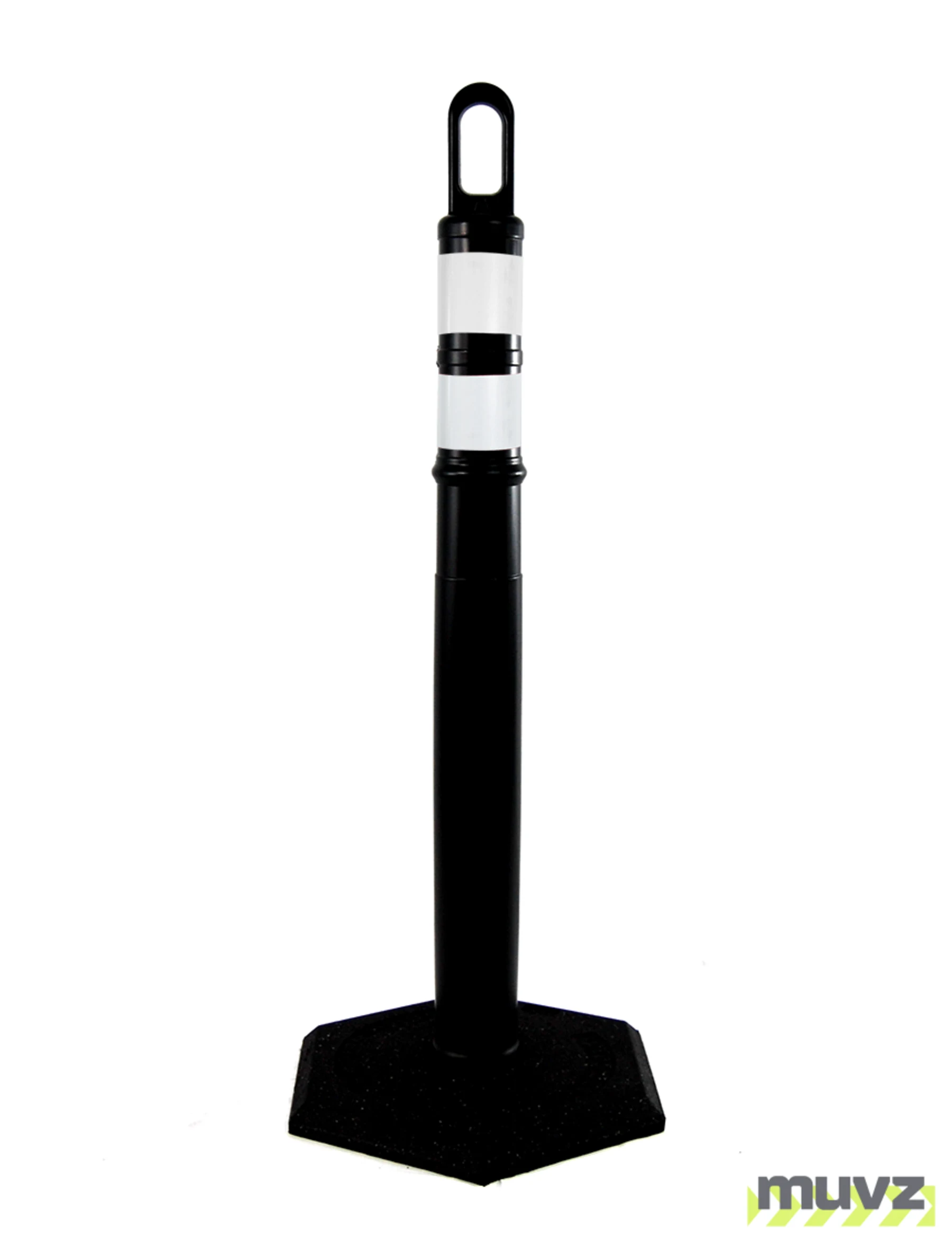 42\" BLACK Looper Tube with two (2) 3\" Reflective Collars and 12 Lb. Base