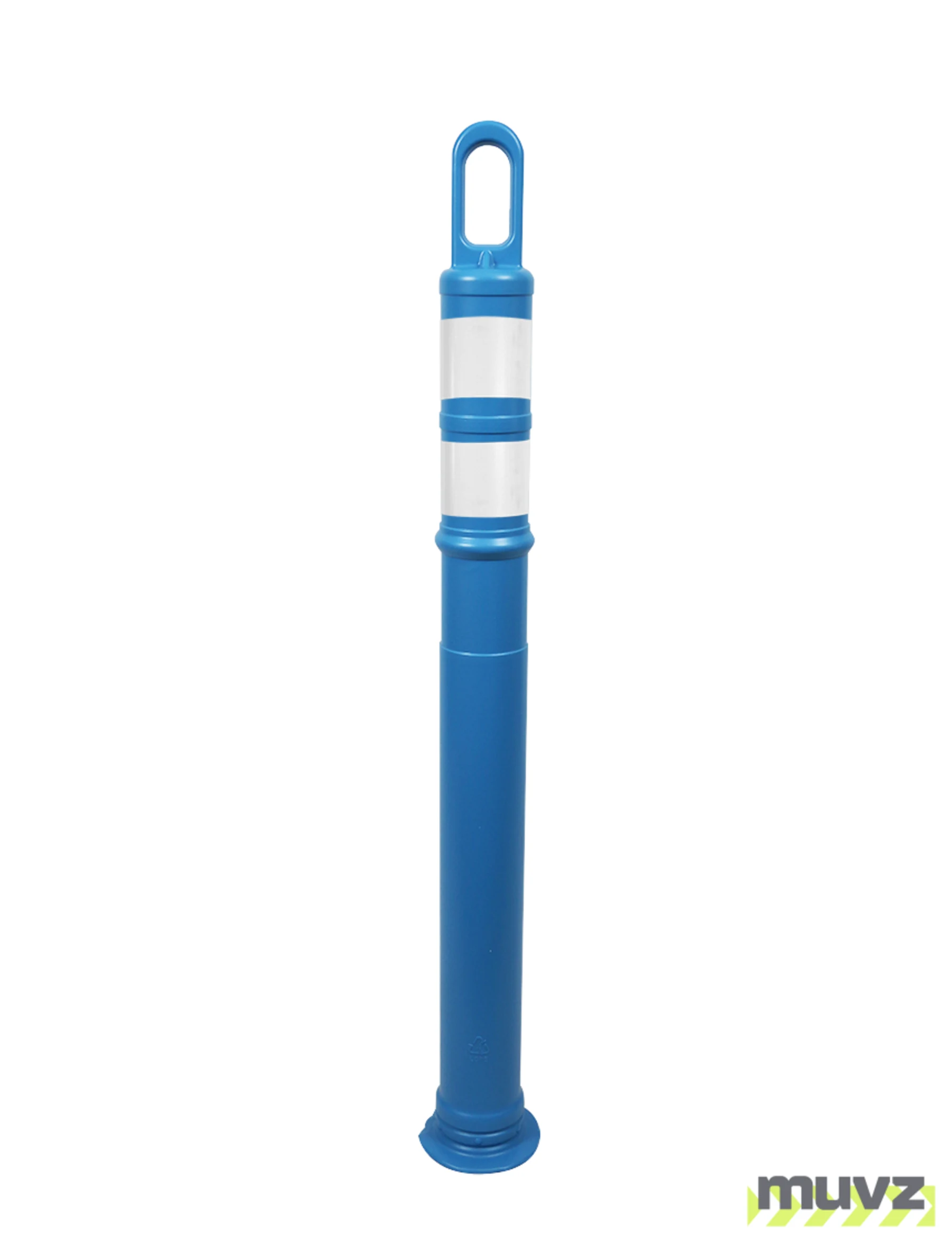 42\" BLUE Looper Tube with two (2) 3\" Reflective Collars and 18 Lb. Base
