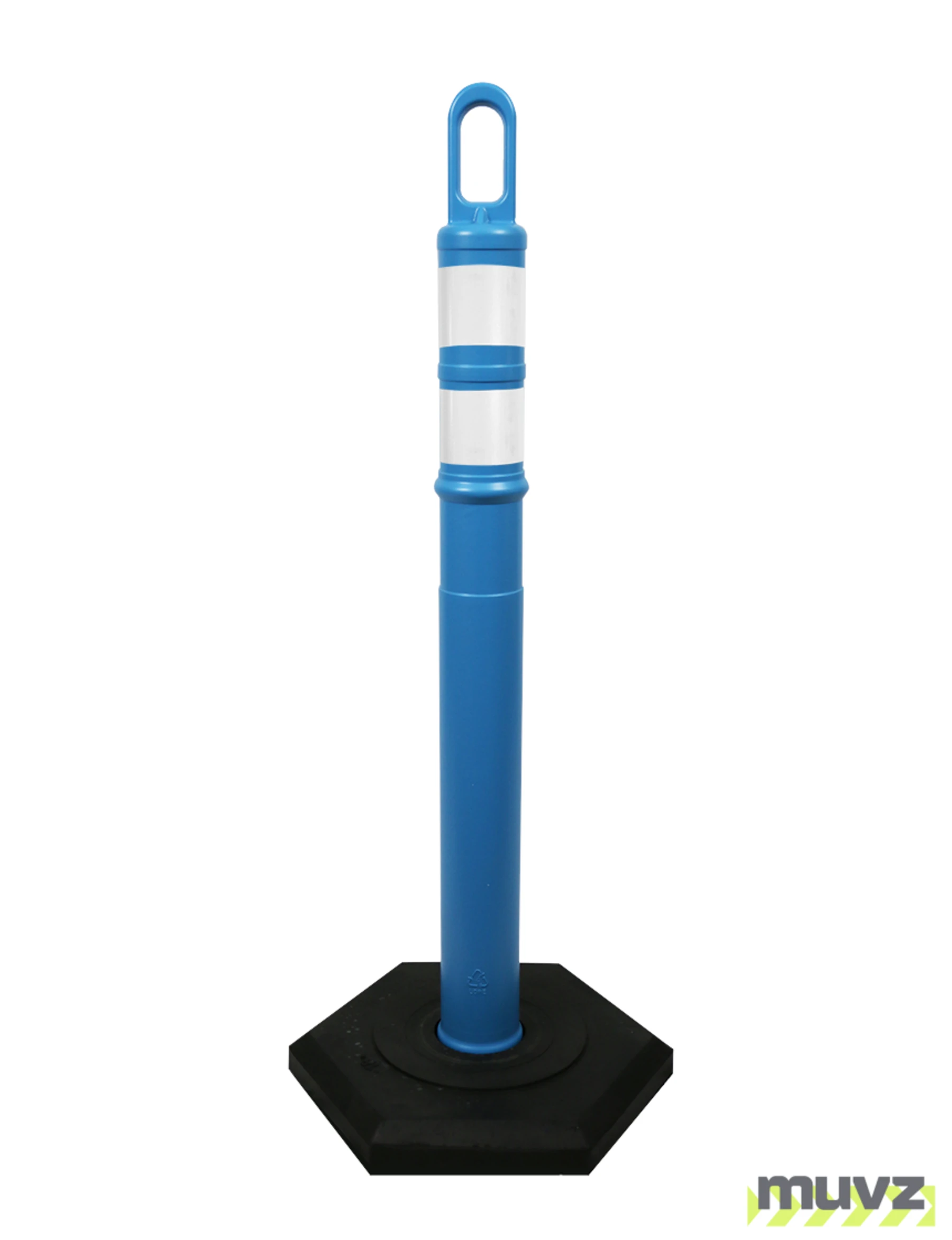 42\" BLUE Looper Tube with two (2) 3\" Reflective Collars and 12 Lb. Base