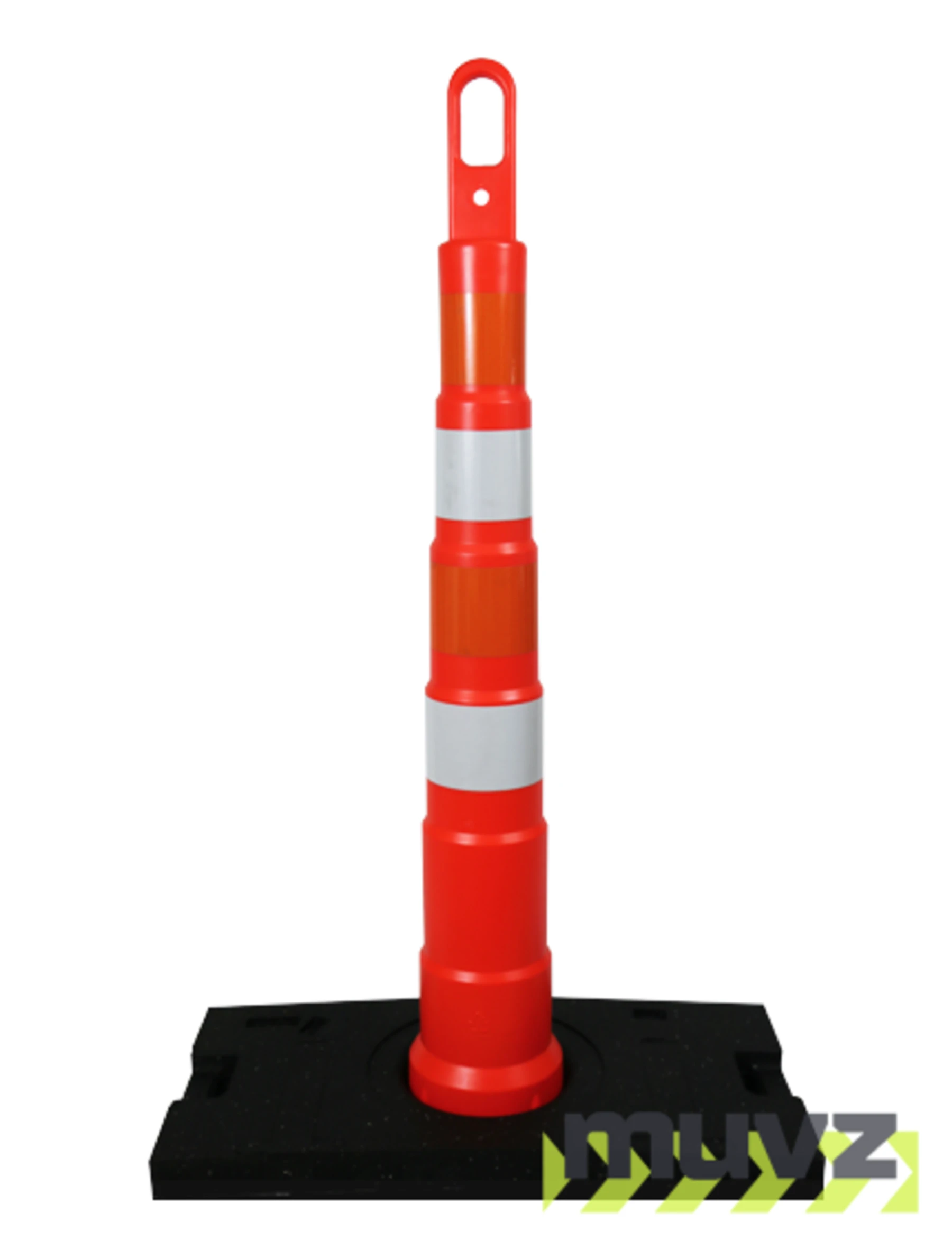 42\" Traffix Looper Cone Channelizer w/Four (4) 4\" HI Reflective Collars \u0026 30 Lb Recycled Rubber Base
