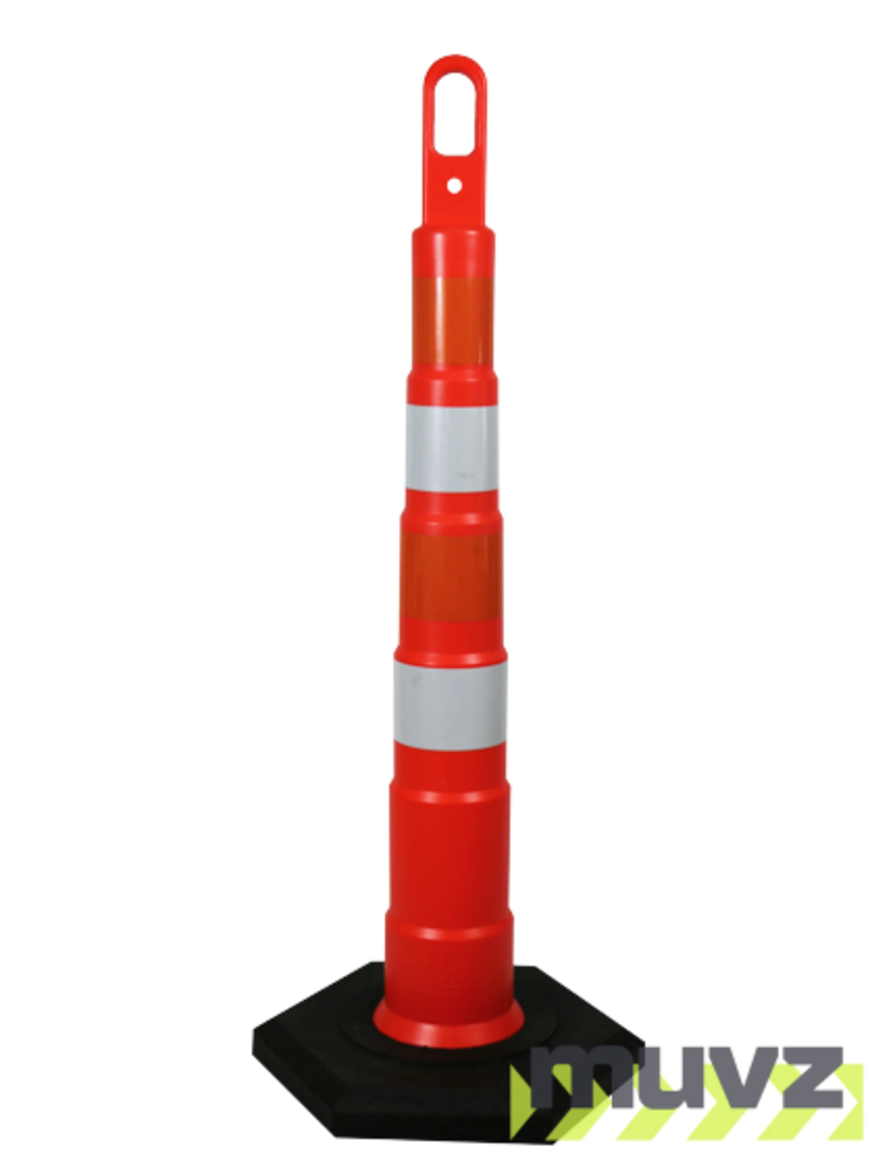 42\" Traffix Looper Cone Channelizer w/Four (4) 4\" HI Reflective Collars \u0026 16 Lb Recycled Rubber Base