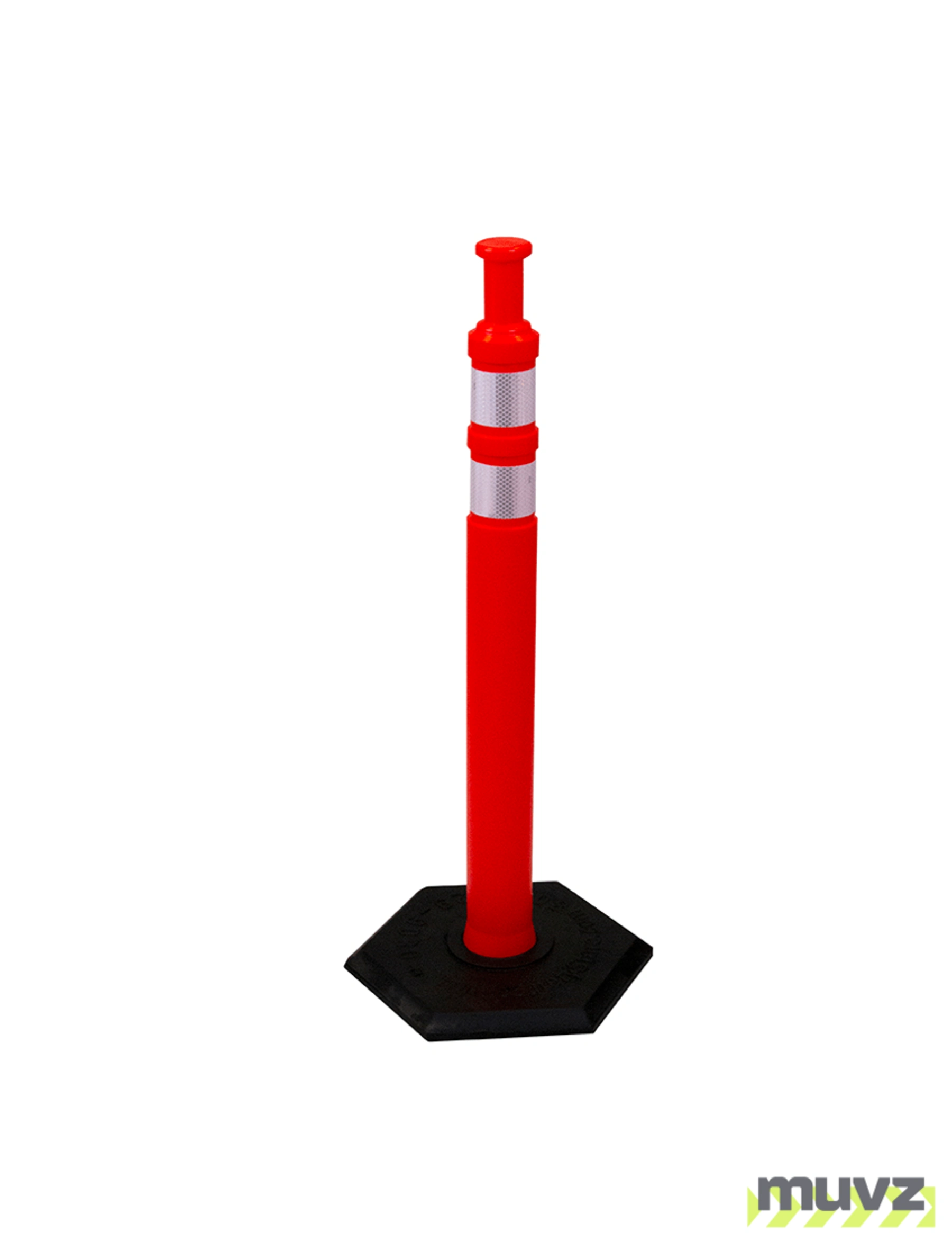 42\" \u0027Flat Top\u0027 Tube with two(2) 3\" Reflective Collars and 8 Lb. Base