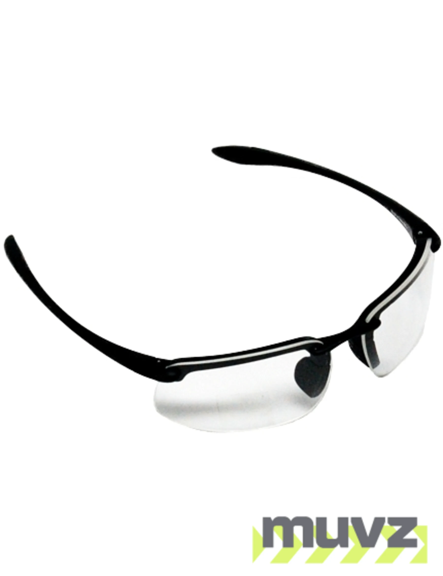 Z87+ Safety Sunglasses (rectangular lens, matte-black frame, clear anti-fog lens)