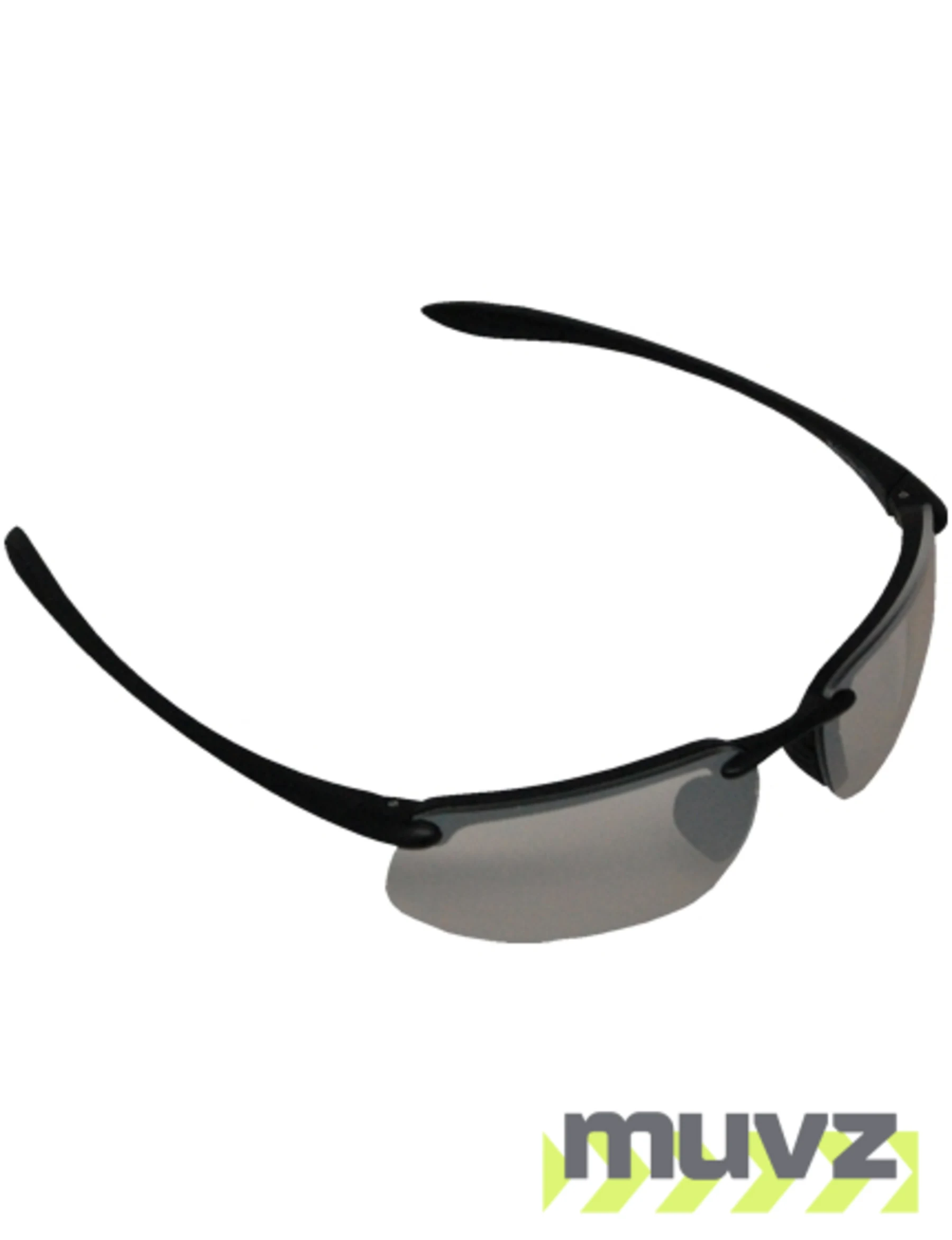 Z87+ Safety Sunglasses (rectangular lens, matte-black frame, IO silver mirror anti-fog lens)