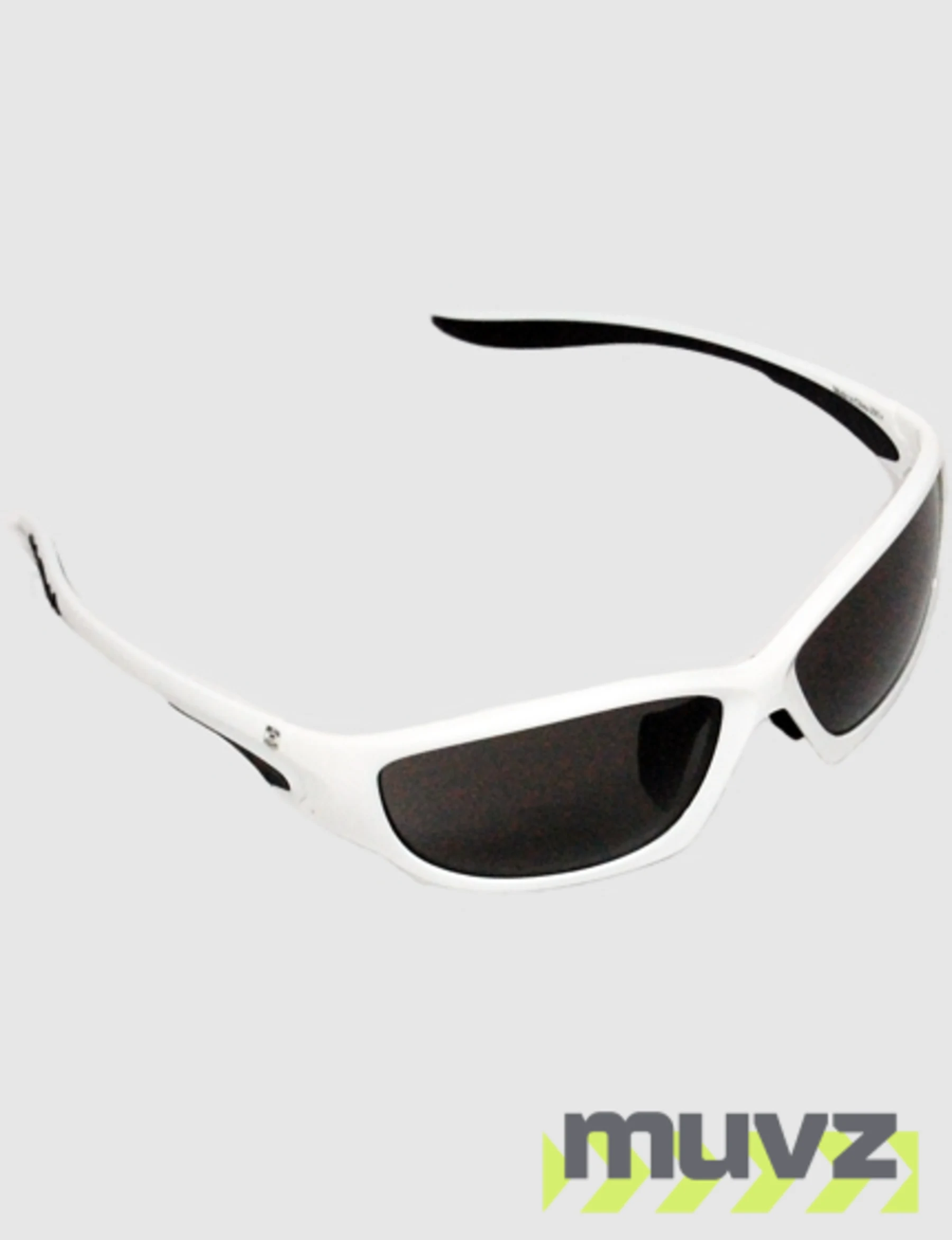 Z87+ Safety Sunglasses (full frame contemporary, white frame, gray anti-fog lens)