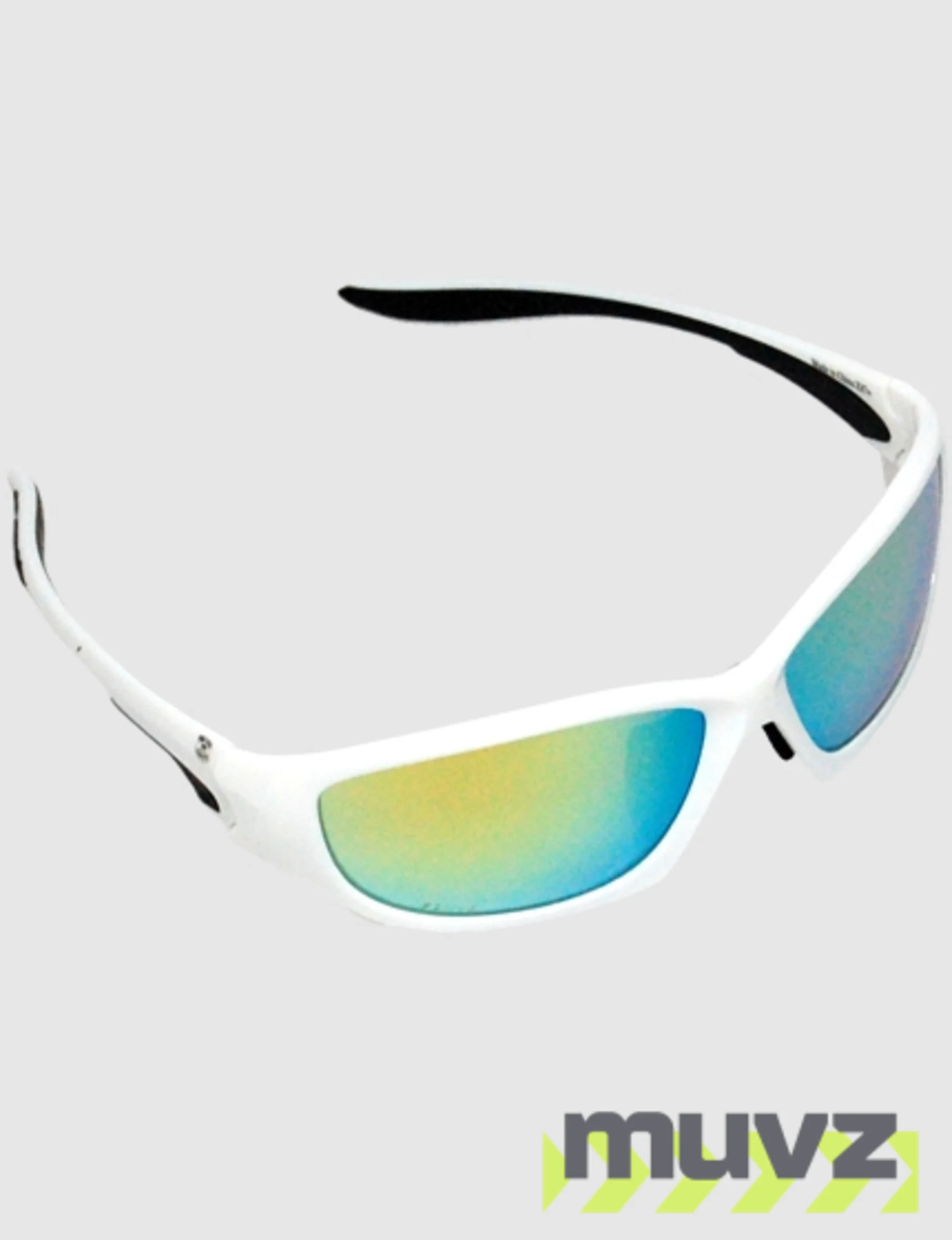 Z87+ Safety Sunglasses (full frame contemporary, white frame, gold mirror anti-fog lens)
